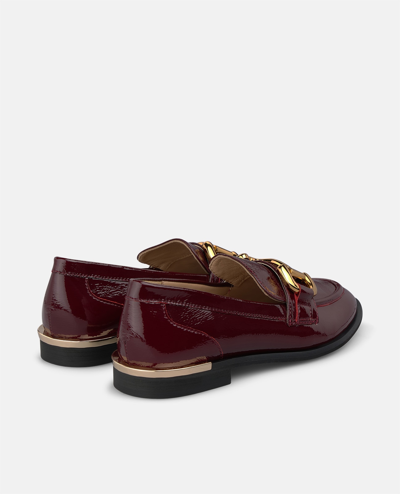Mocasín plano de mujer en charol con adorno metálico - Alma en Pena - Burdeos Burdeos-2
