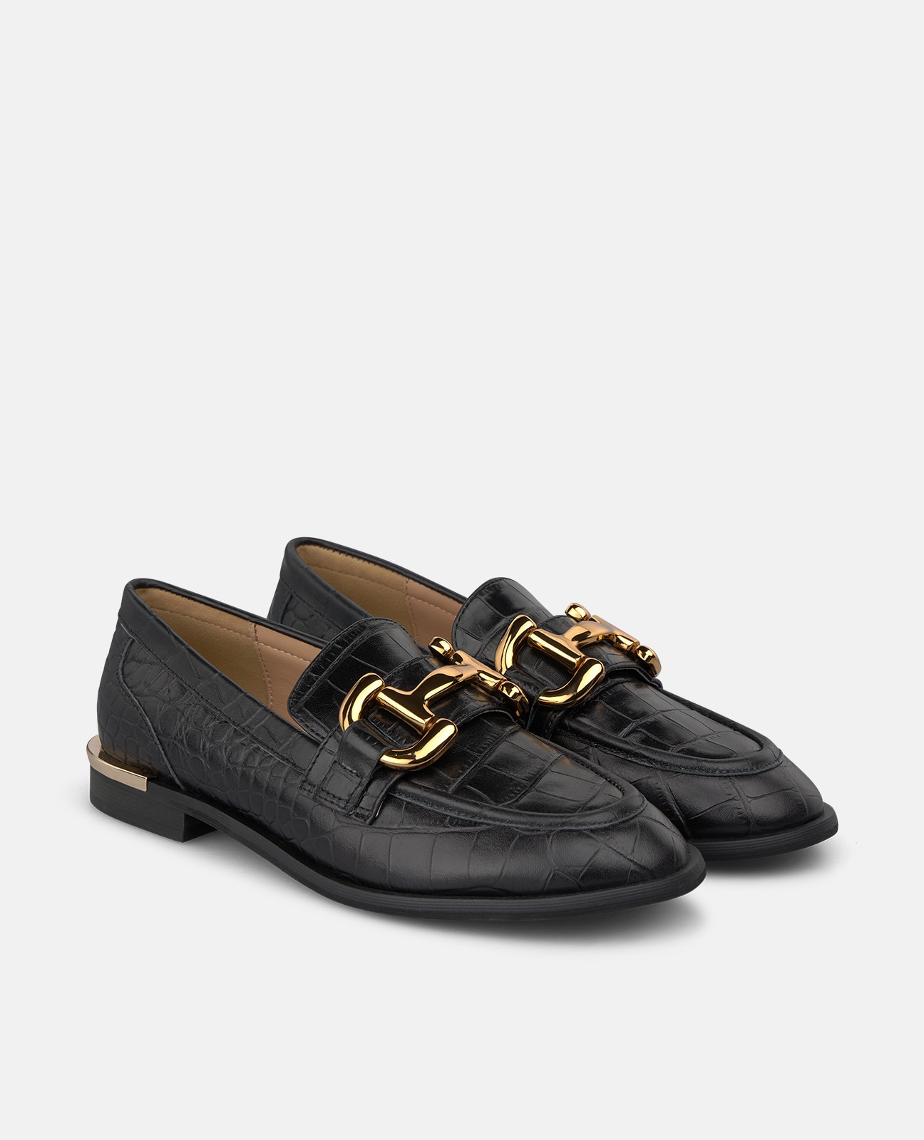 Mocasín plano de mujer en piel con adorno metálico - Alma en Pena - Negro Negro-3