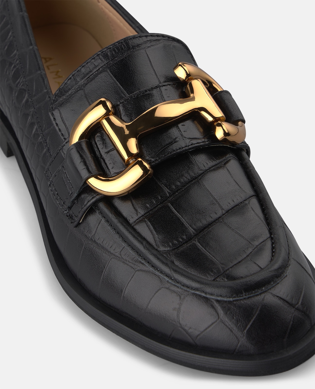 Mocasín plano de mujer en piel con adorno metálico - Alma en Pena - Negro Negro-4