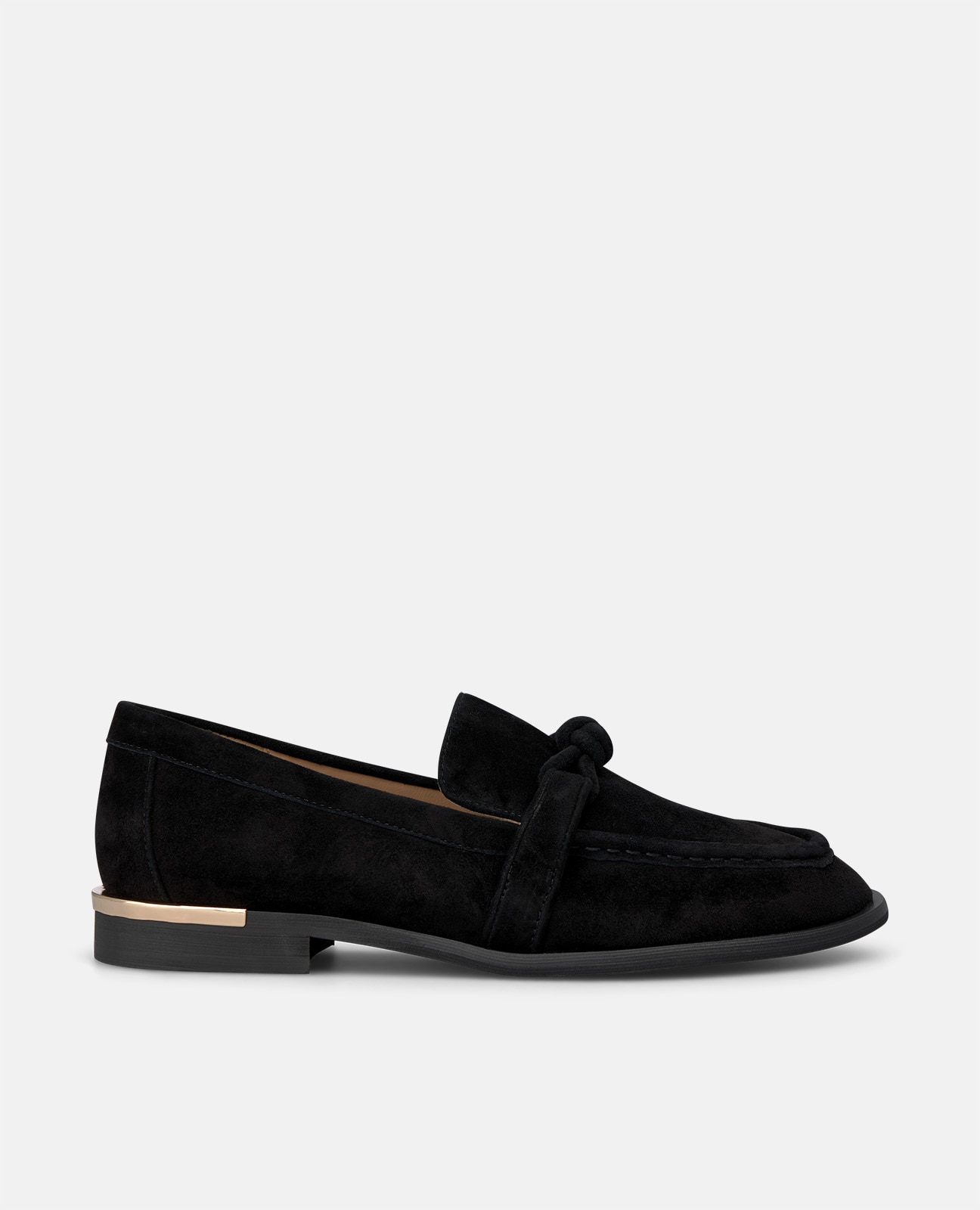 Imagen 0 de Mocasín plano de mujer en ante con detalle nudo Negro
