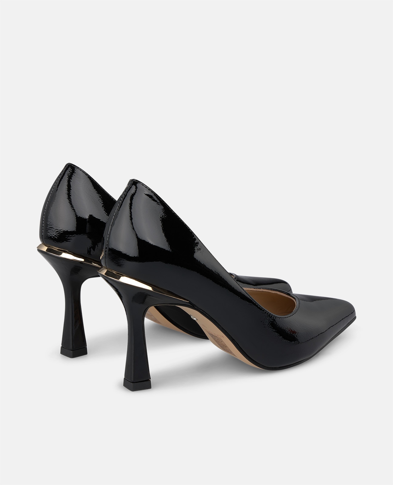 Zapatos de salón de mujer en charol tipo stiletto con acabado en punta - Alma en Pena - Negro Negro-2
