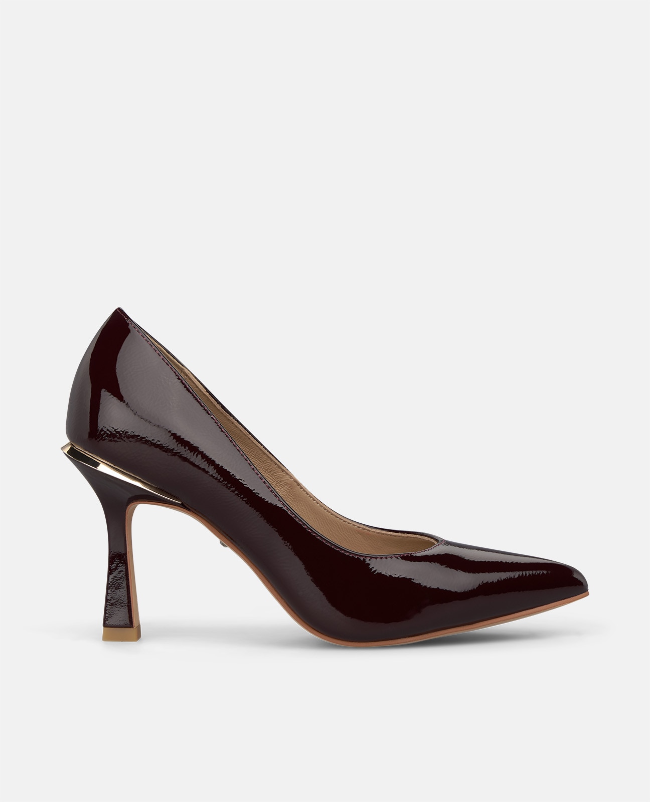 Zapatos de salón de mujer en charol tipo stiletto con acabado en punta - Alma en Pena - Burdeos Burdeos-1