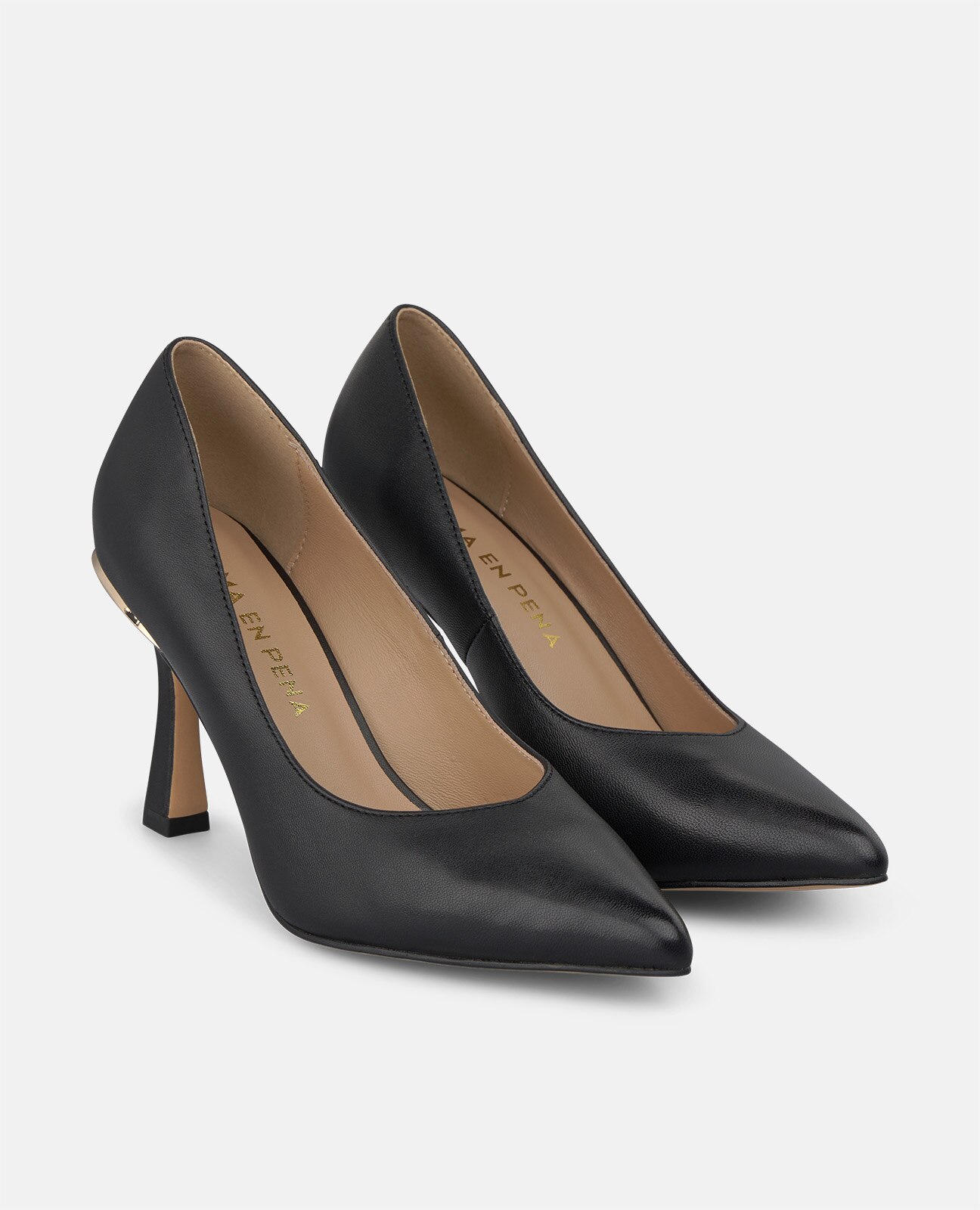 Zapatos de salón de mujer en napa tipo stiletto con acabado en punta - Alma en Pena - Negro Negro-3