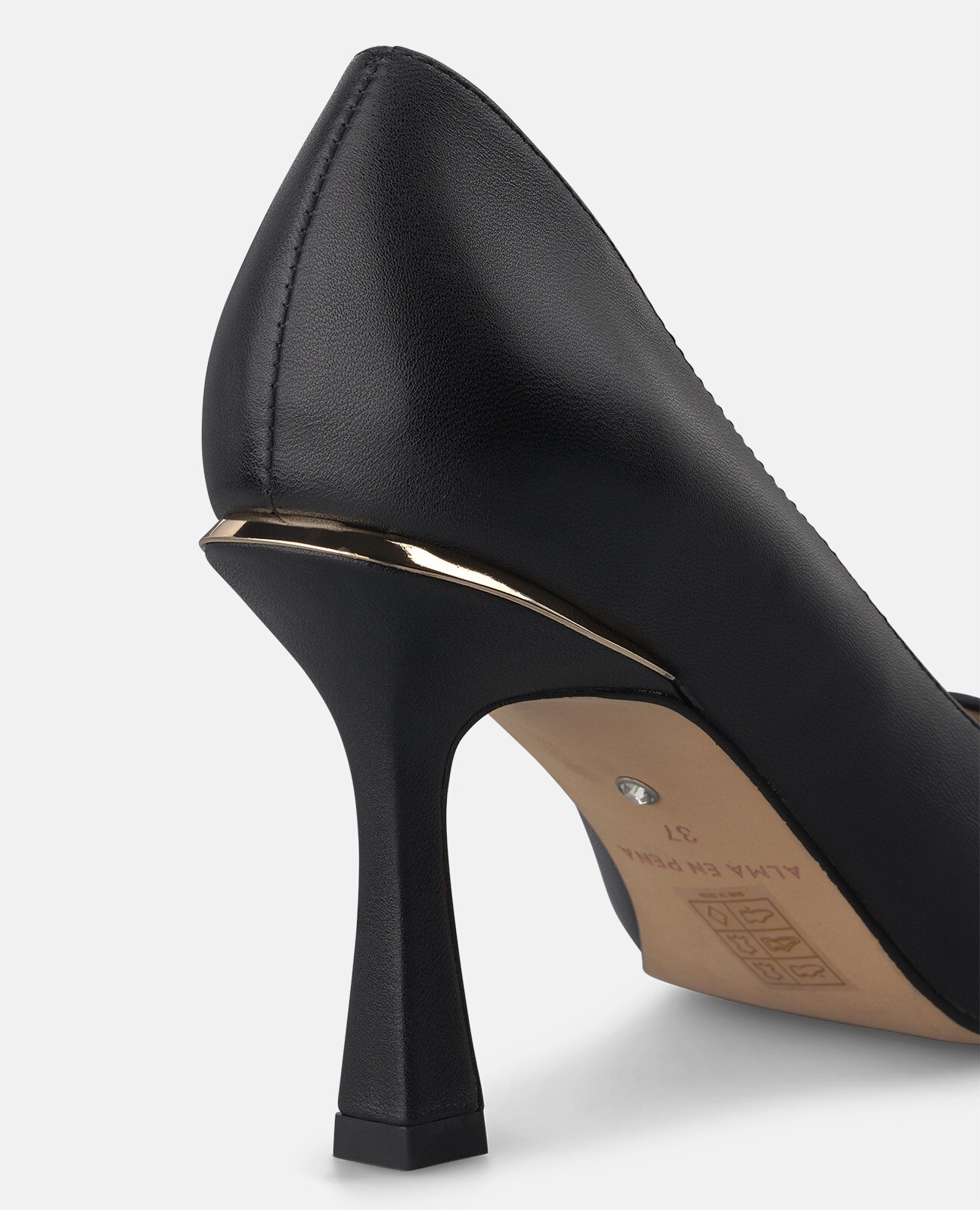 Zapatos de salón de mujer en napa tipo stiletto con acabado en punta - Alma en Pena - Negro Negro-4