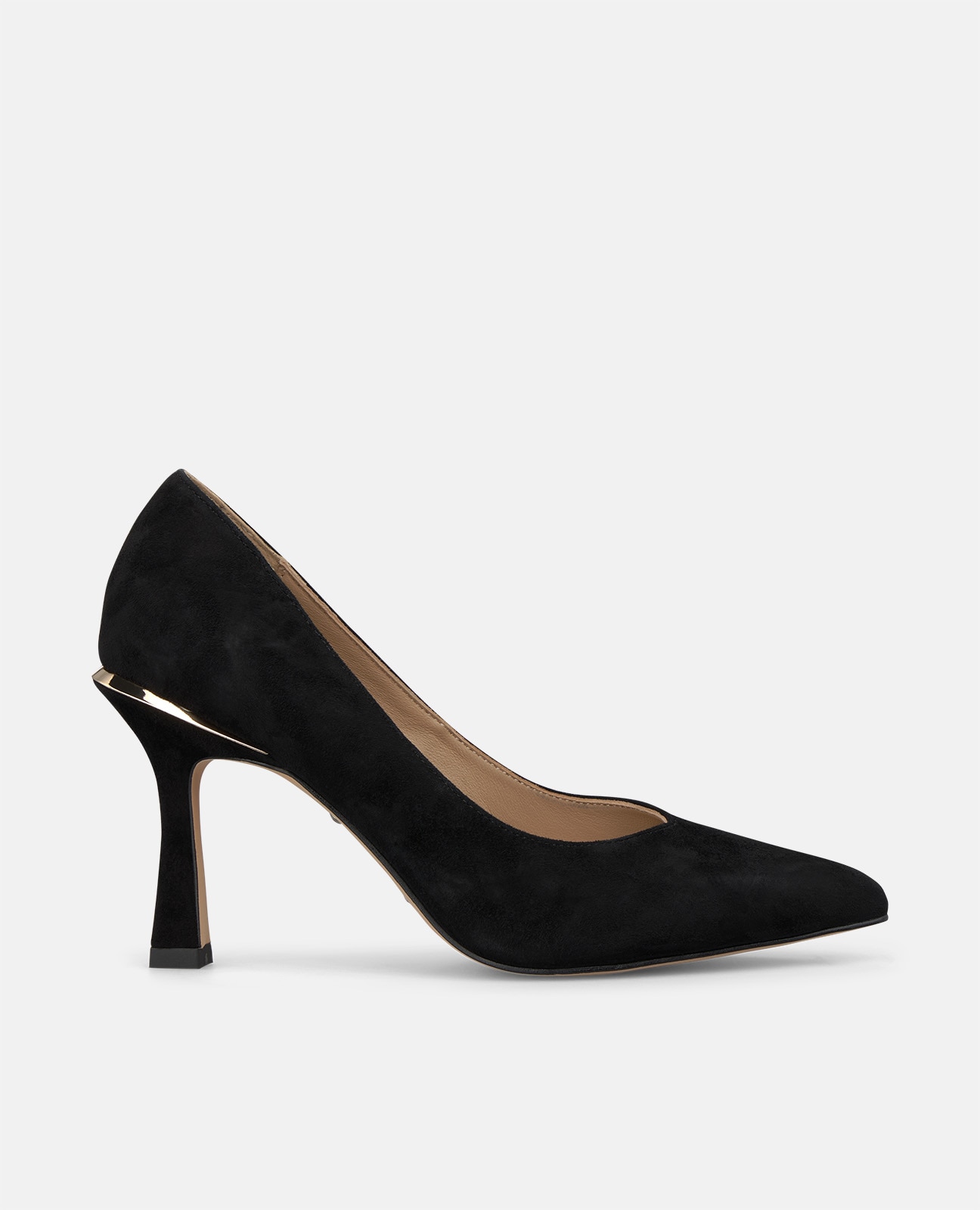 Zapatos de salón de mujer en ante tipo stiletto con acabado en punta - Alma en Pena - Negro Negro-1