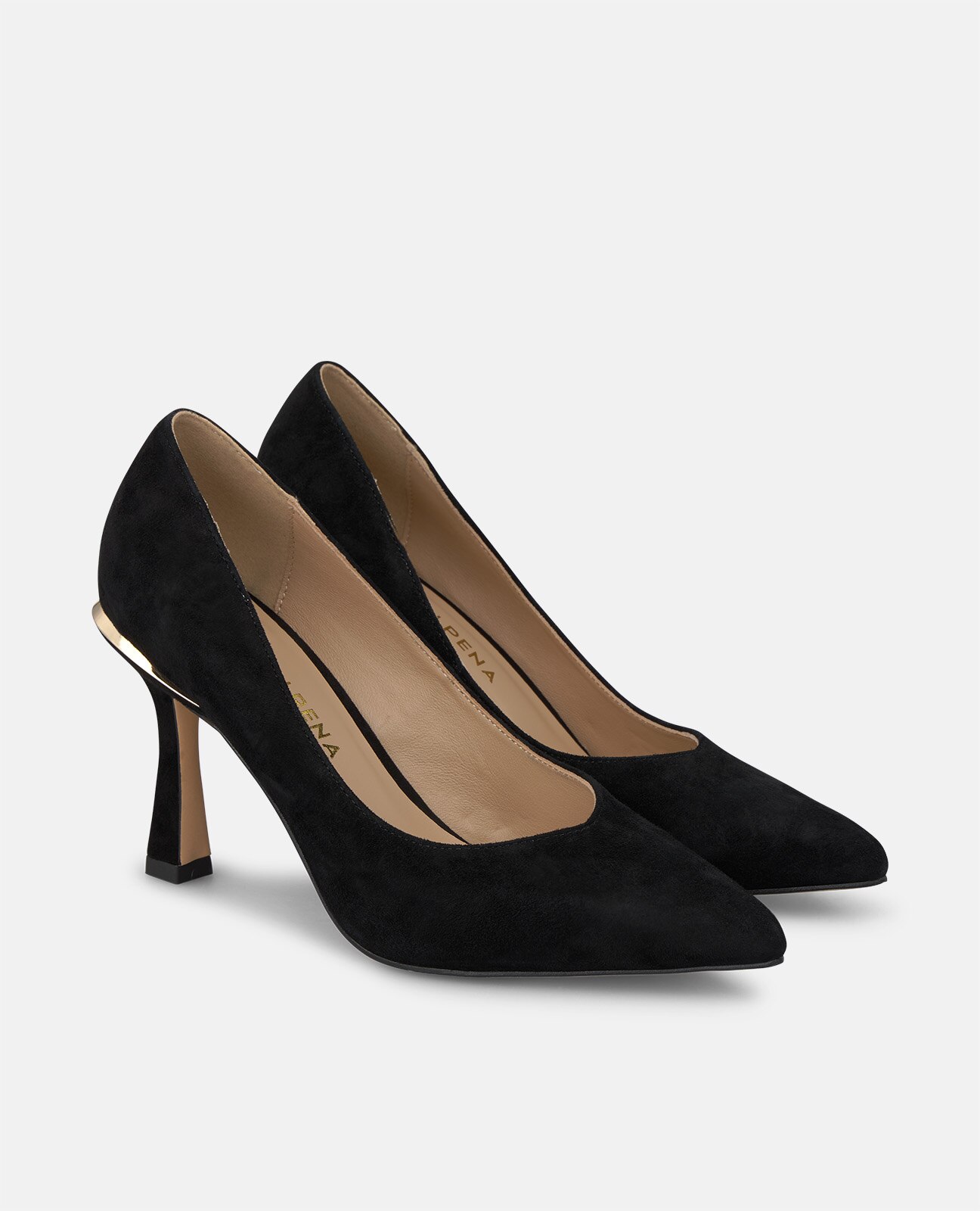 Zapatos de salón de mujer en ante tipo stiletto con acabado en punta - Alma en Pena - Negro Negro-3
