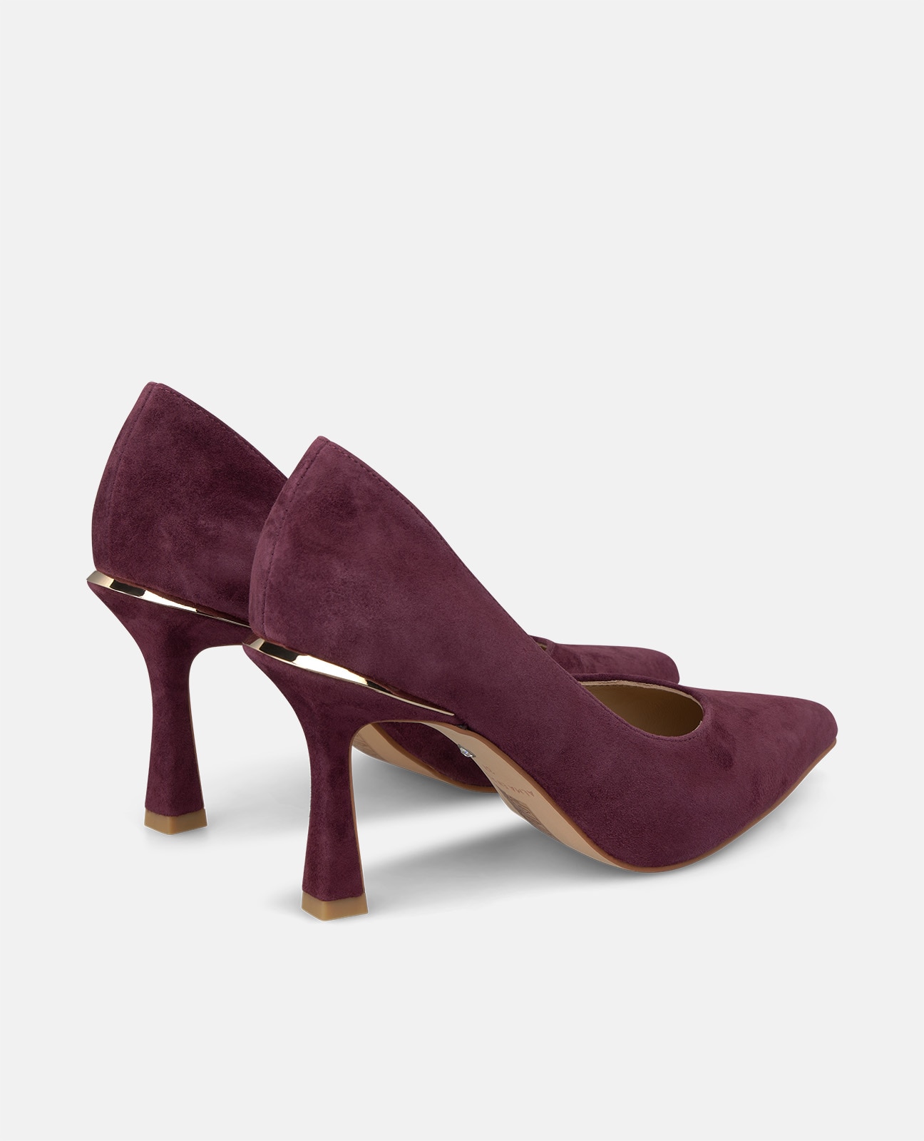 Zapatos de salón de mujer en ante tipo stiletto con acabado en punta - Alma en Pena - Burdeos Burdeos-2