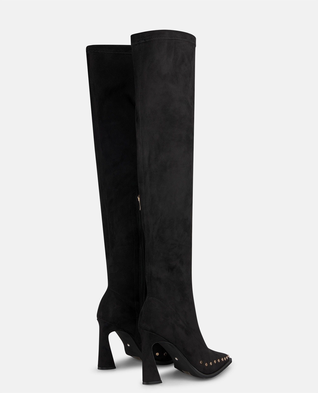 Botas básicas de mujer con tachas metálicas en la puntera - Negro Negro-2