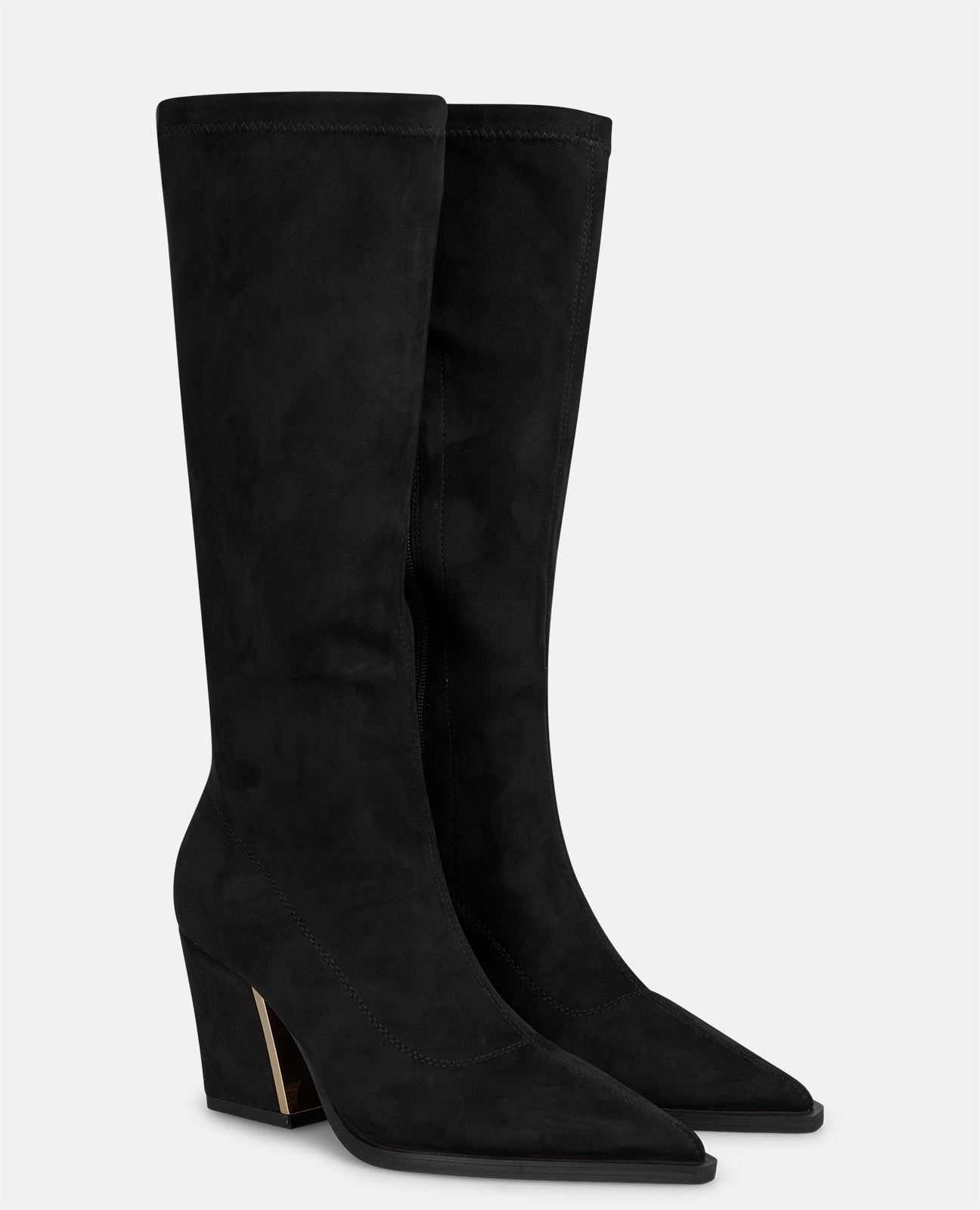 Botas básicas de mujer con cierre cremallera y tacón cuadrado - Negro Negro-3