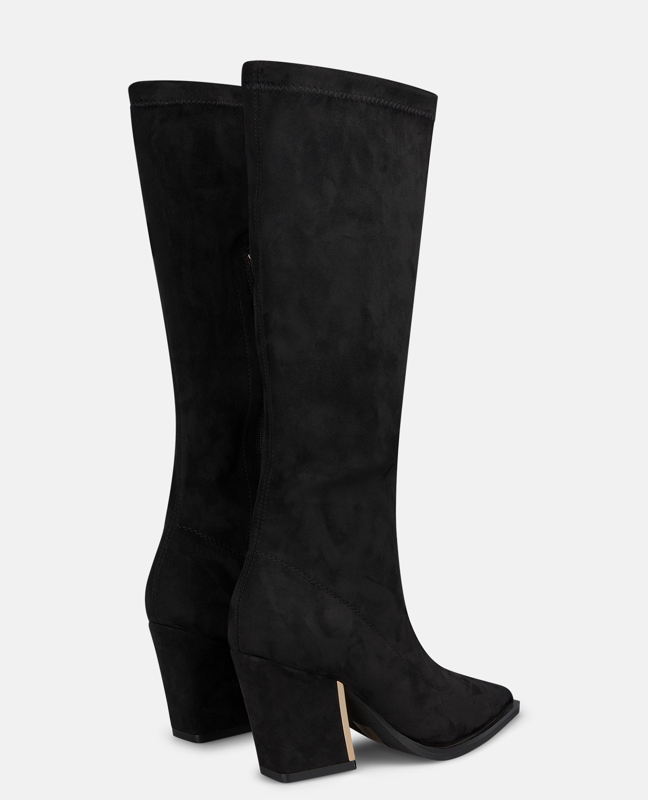 Botas básicas de mujer con cierre cremallera y tacón cuadrado - Negro Negro-2