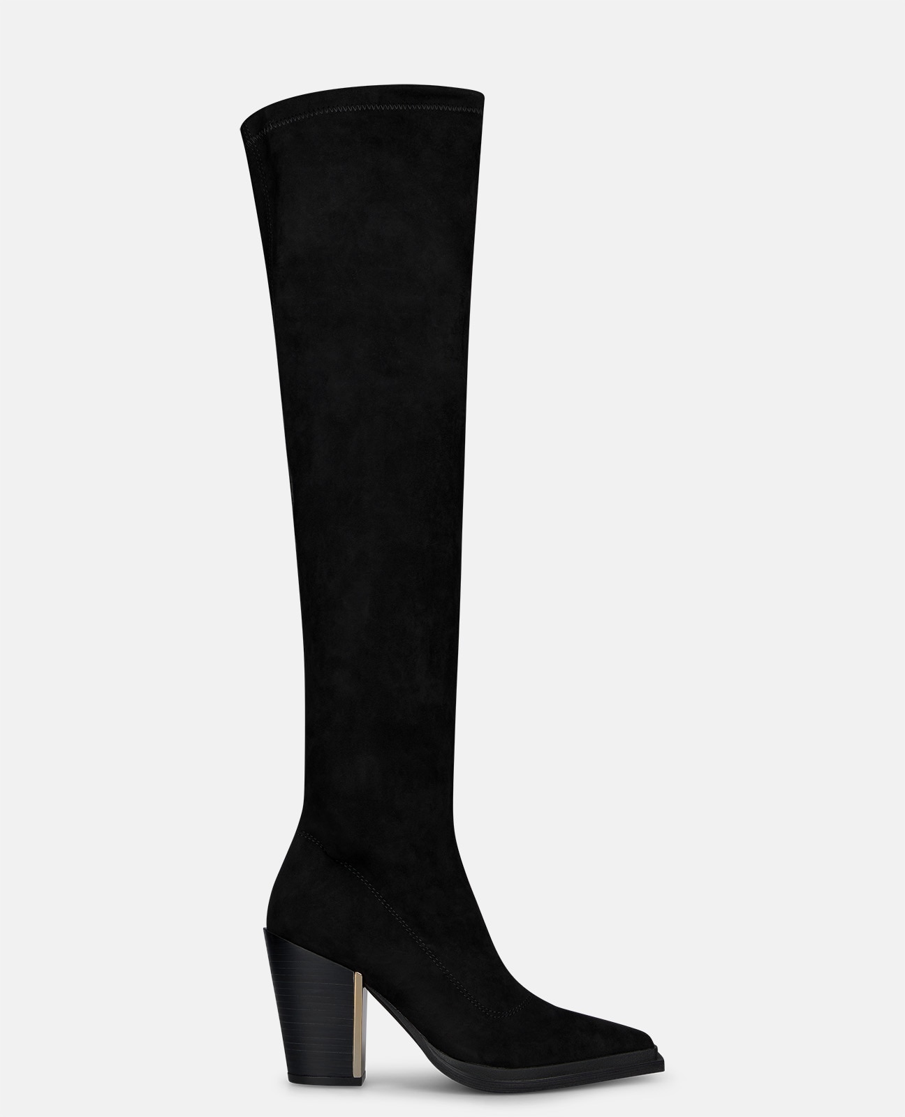 Botas básicas de mujer con caña ajustada y tacón cuadrado - Alma en Pena - Negro Negro-1