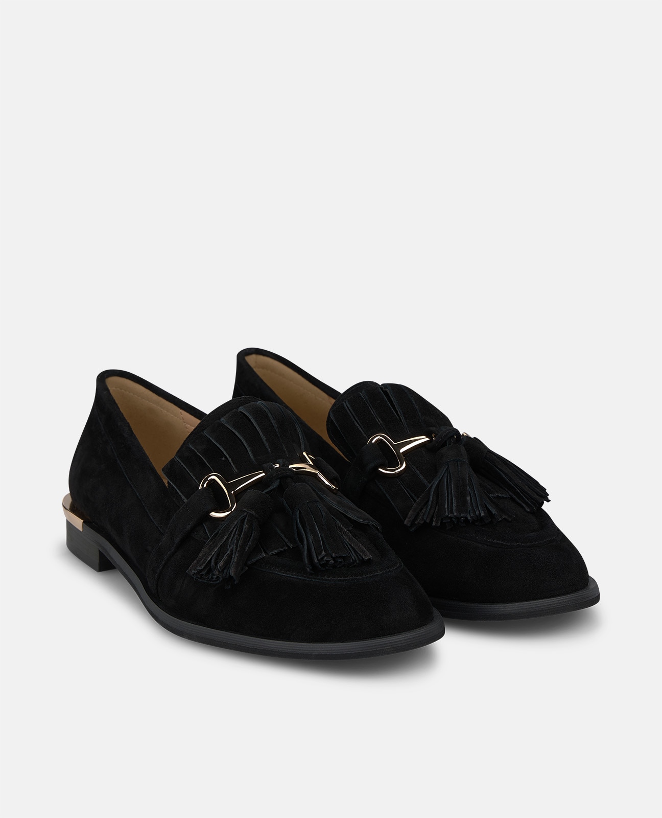 Mocasín plano de mujer en ante con borlas - Alma en Pena - Negro Negro-3