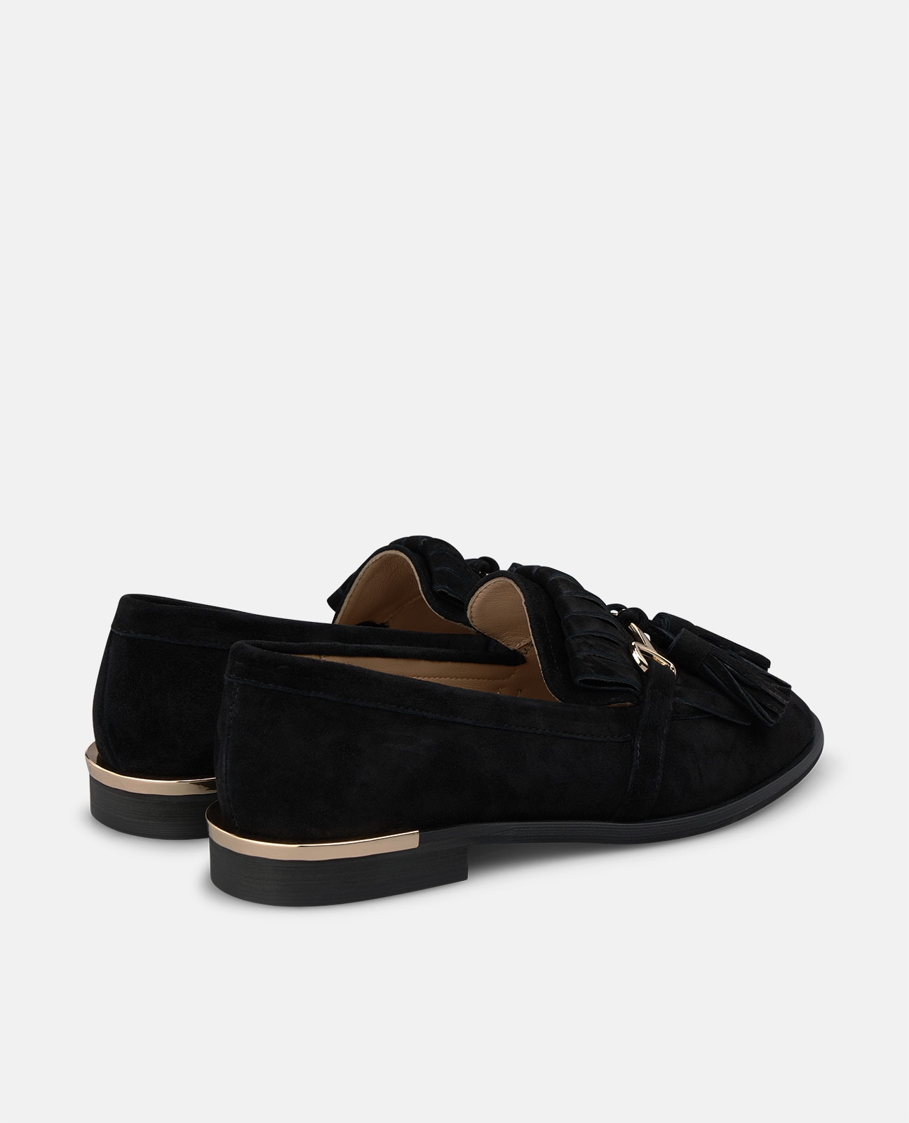Mocasín plano de mujer en ante con borlas - Alma en Pena - Negro Negro-2