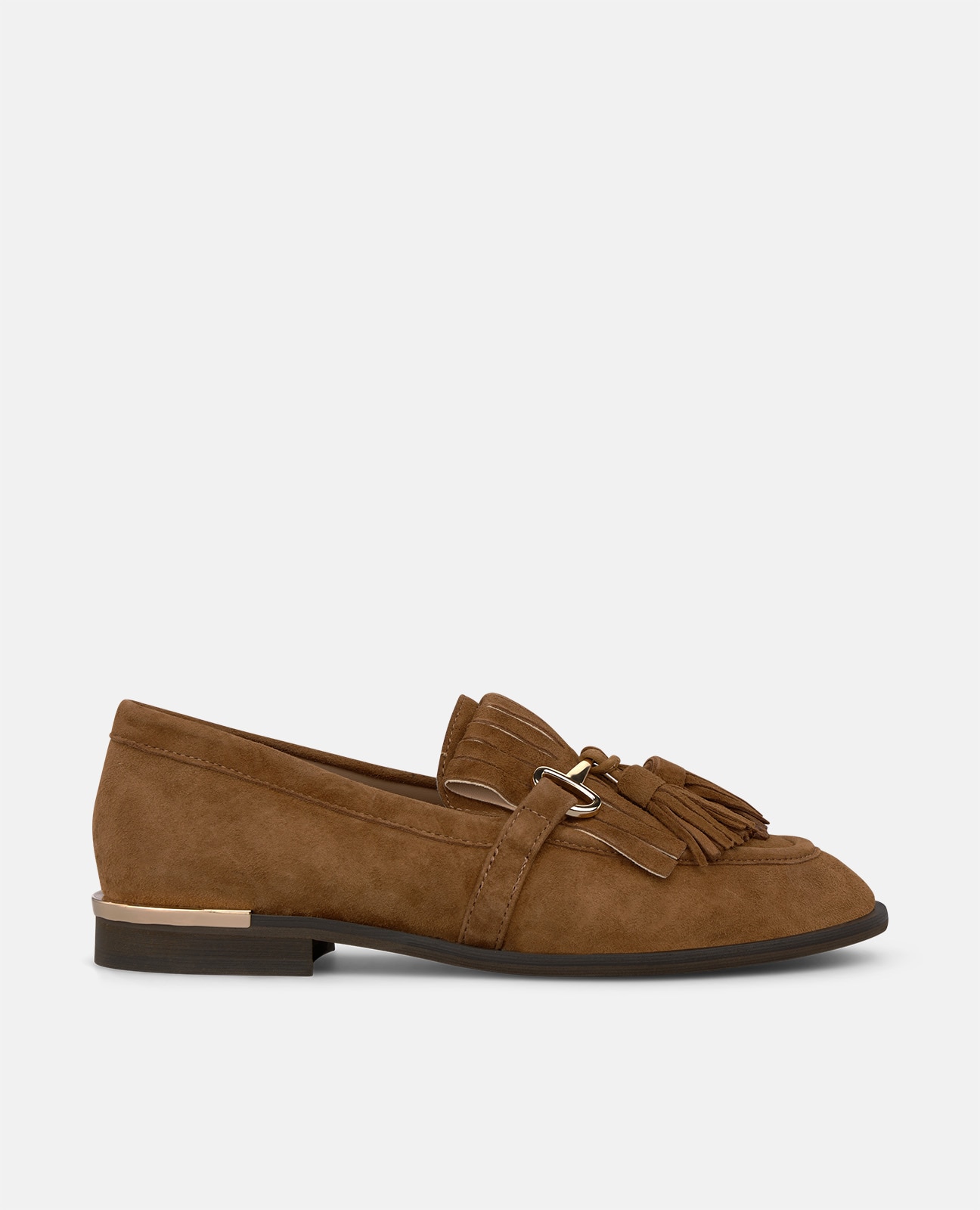 Mocasín plano de mujer en ante con borlas - Alma en Pena - Camel Camel-1