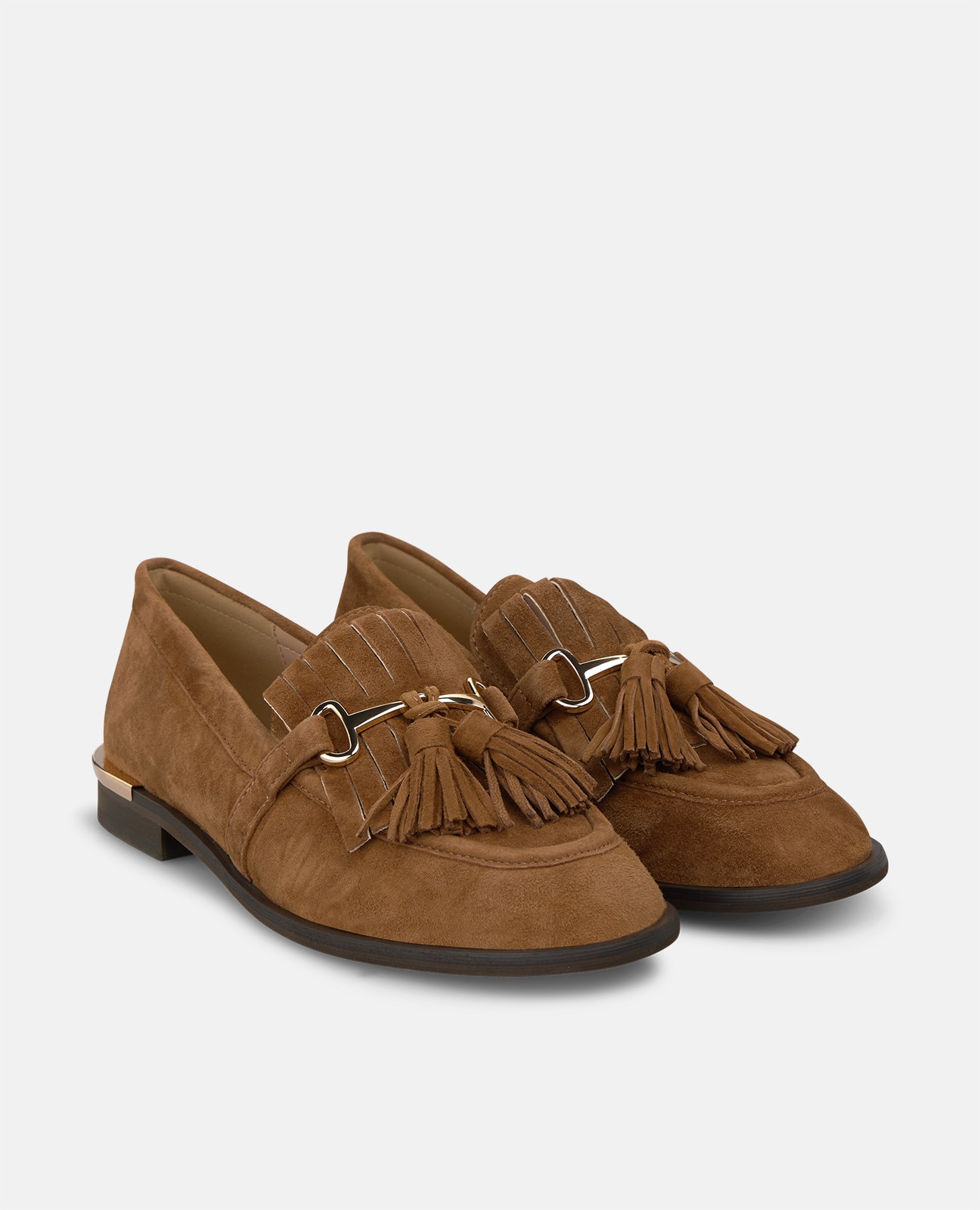Mocasín plano de mujer en ante con borlas - Alma en Pena - Camel Camel-3