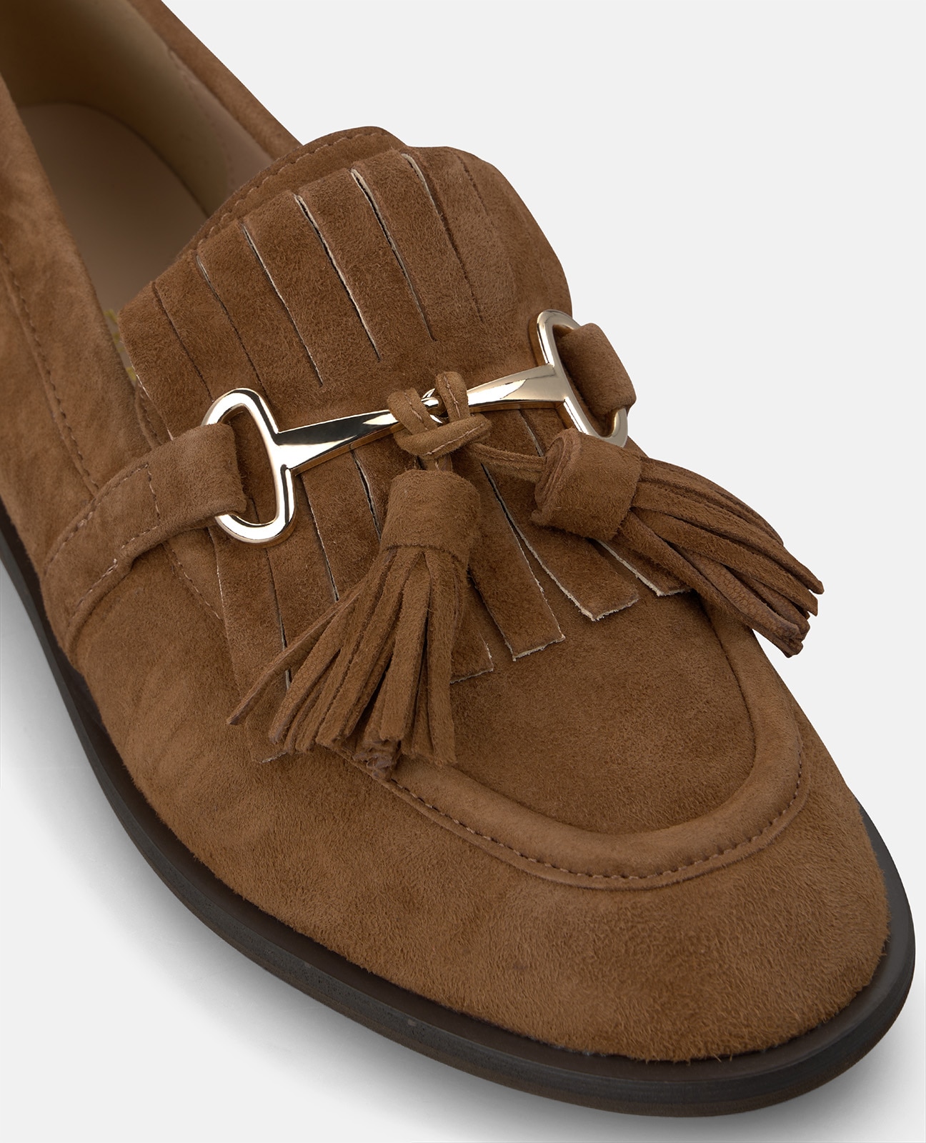 Mocasín plano de mujer en ante con borlas - Alma en Pena - Camel Camel-4