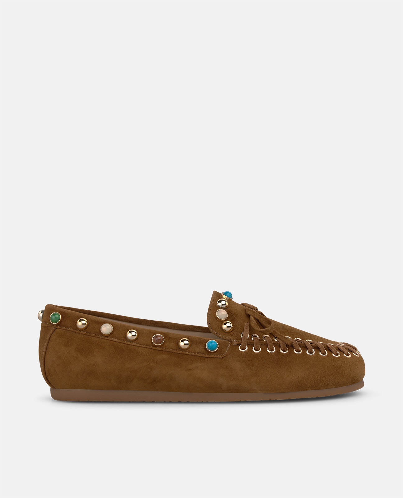 Imagen 0 de Mocasín plano de mujer en ante con cuentas Camel