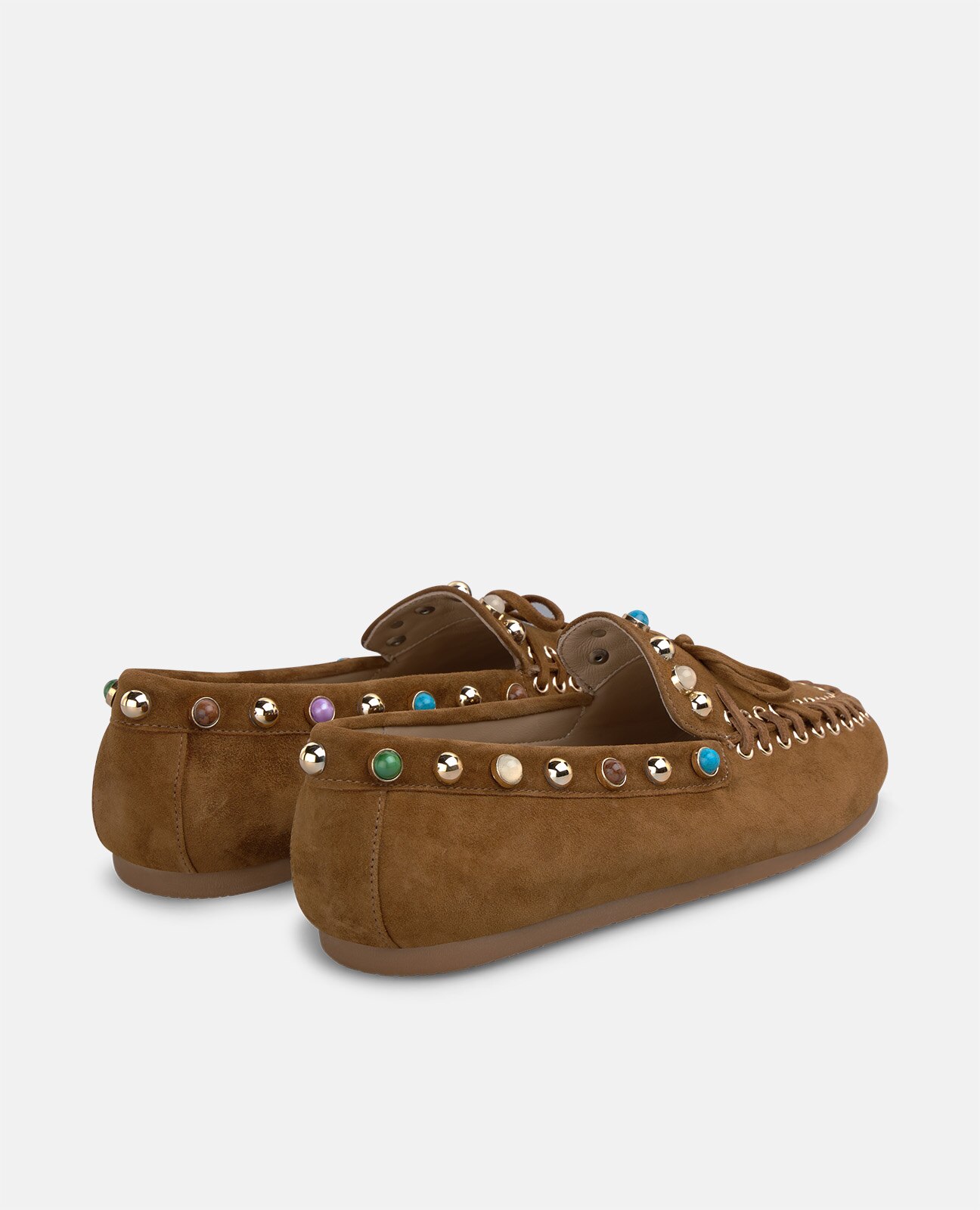 Mocasín plano de mujer en ante con cuentas - Alma en Pena - Camel Camel-2