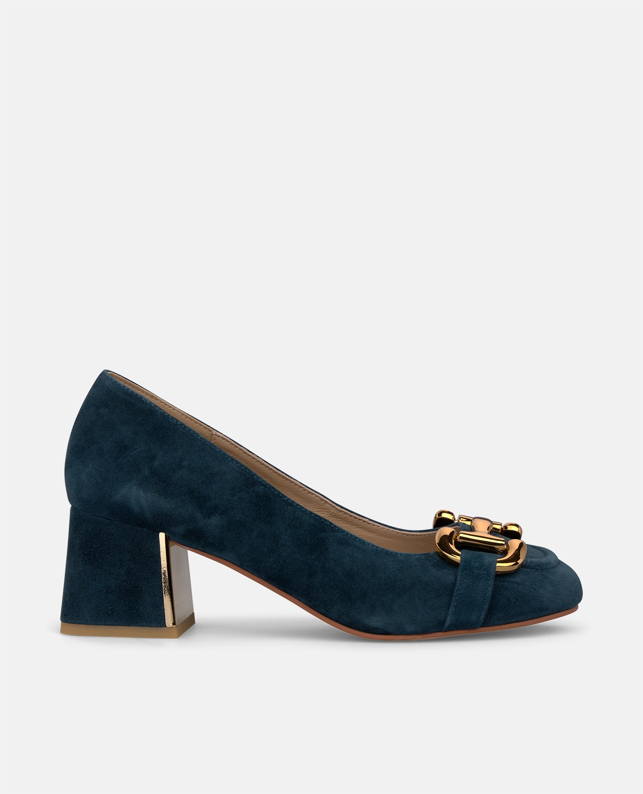 Zapatos de salón de mujer en ante con adorno metálico - Alma en Pena - Azul marino Azul marino-1