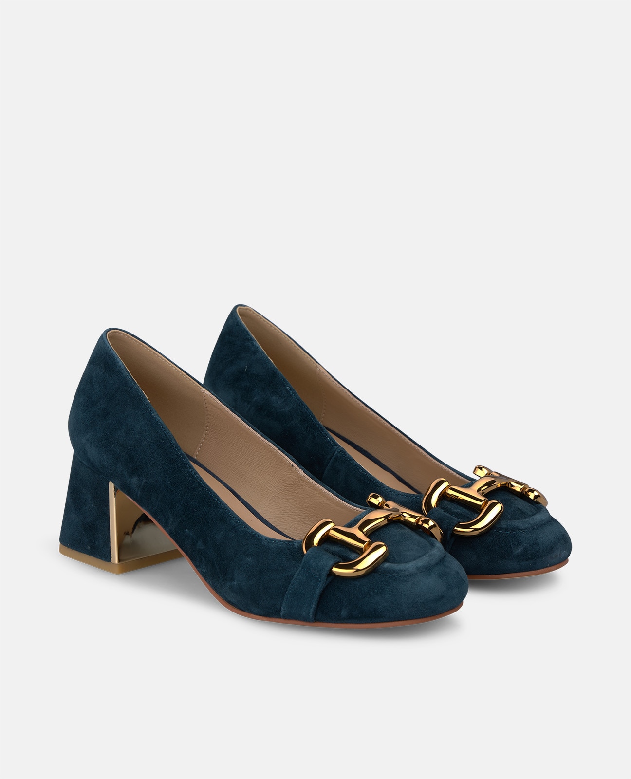 Zapatos de salón de mujer en ante con adorno metálico - Alma en Pena - Azul marino Azul marino-3