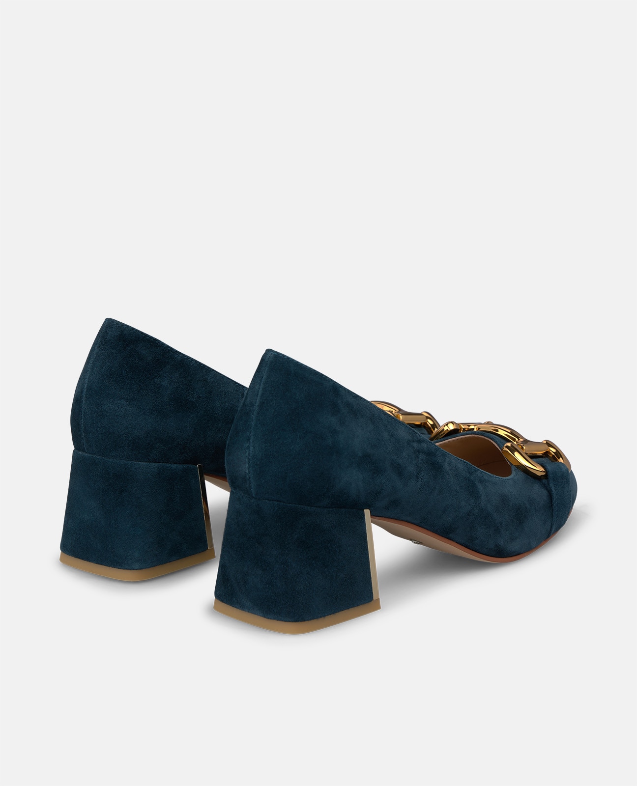 Zapatos de salón de mujer en ante con adorno metálico - Alma en Pena - Azul marino Azul marino-2