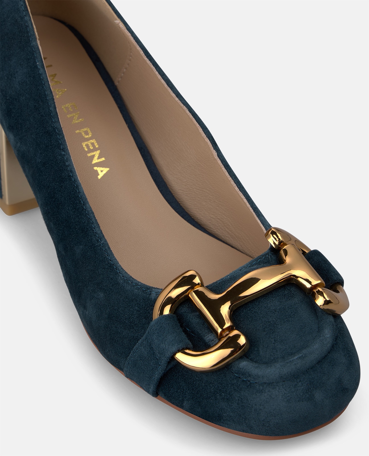 Zapatos de salón de mujer en ante con adorno metálico - Alma en Pena - Azul marino Azul marino-4