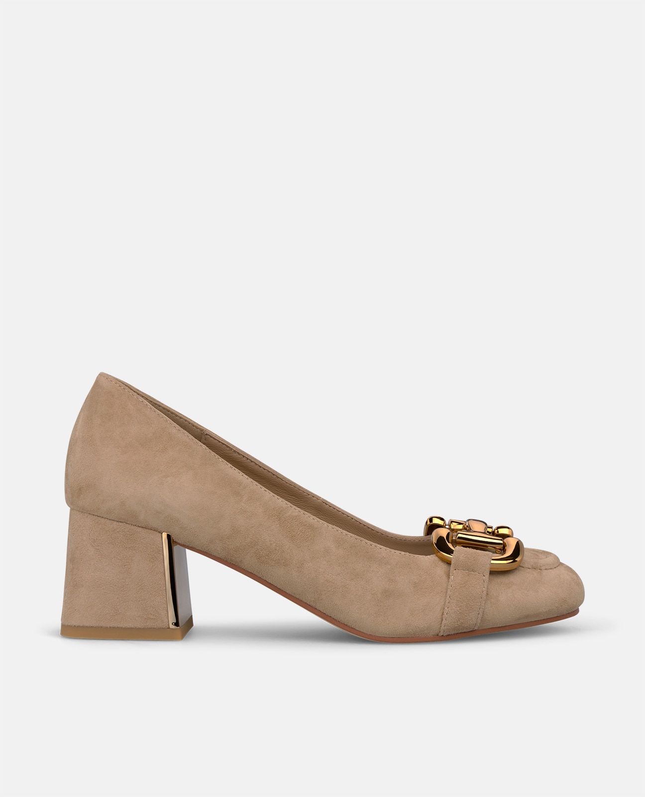 Zapatos de salón de mujer en ante con adorno metálico - Alma en Pena - Arena Arena-1