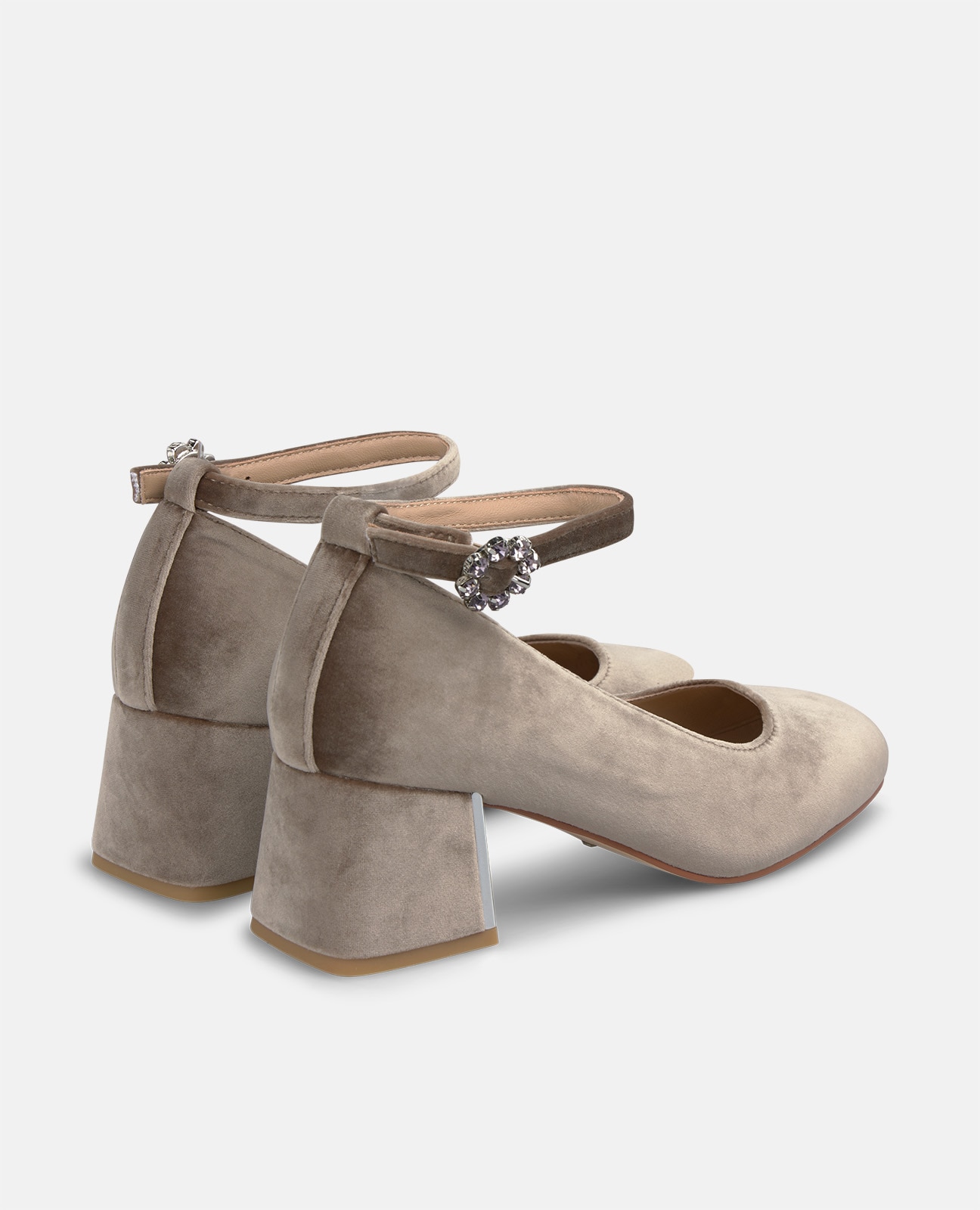 Zapatos de salón de mujer en ante con pulsera al tobillo - Visón Visón-2