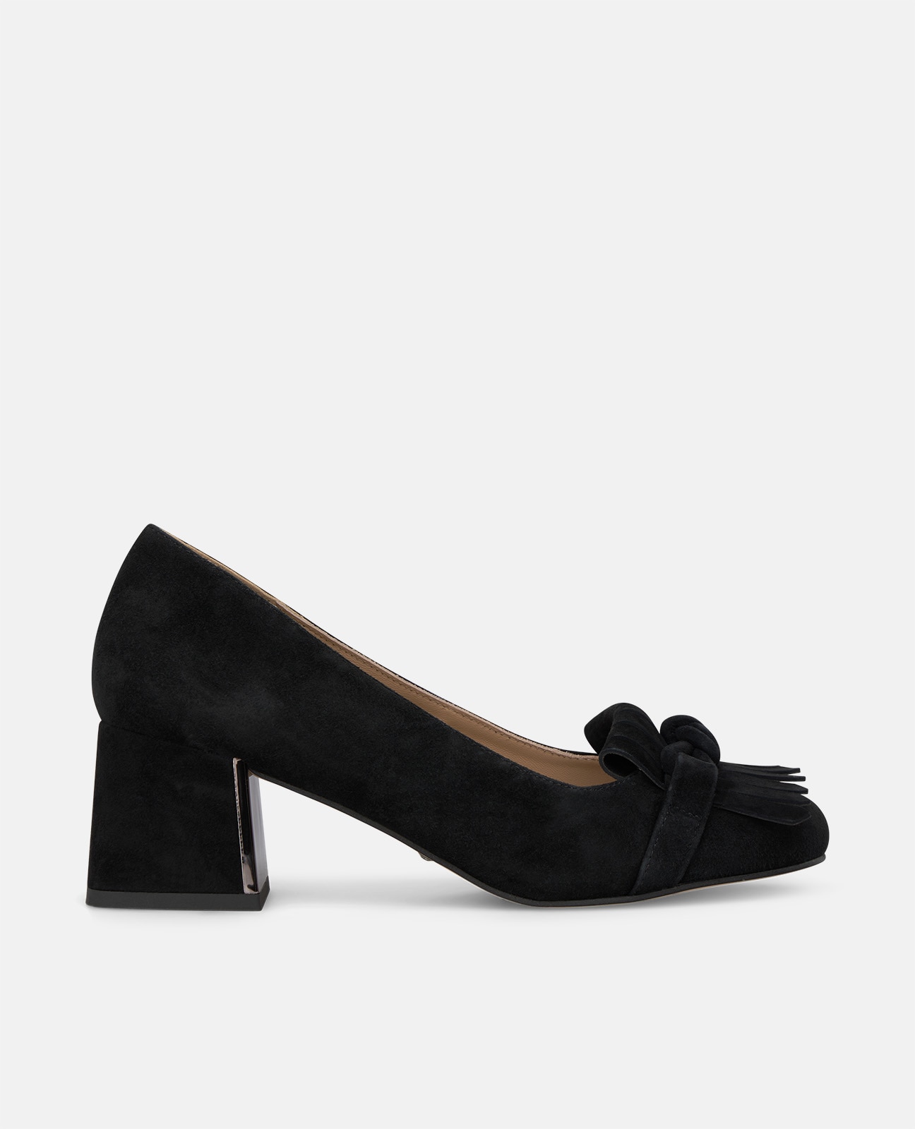 Zapatos de salón de mujer en ante con adorno de flecos - Alma en Pena - Negro Negro-1