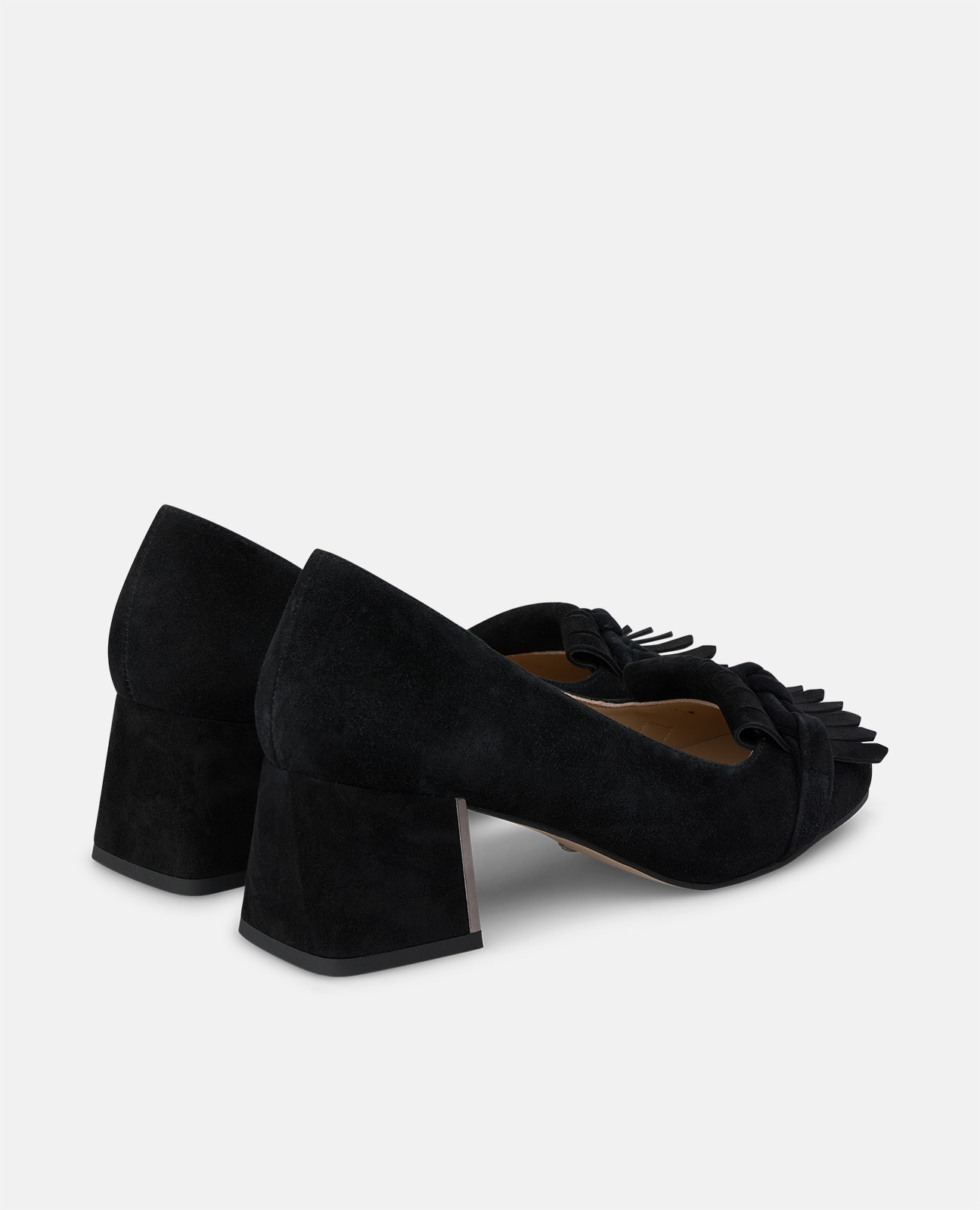 Zapatos de salón de mujer en ante con adorno de flecos - Alma en Pena - Negro Negro-2