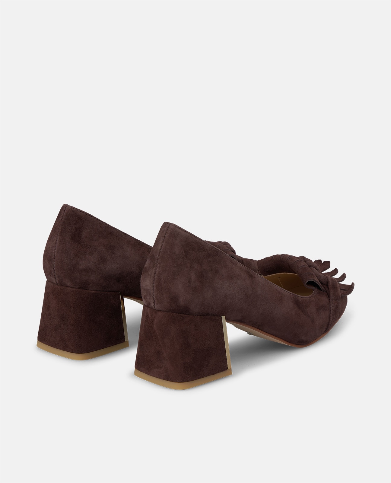 Zapatos de salón de mujer en ante con adorno de flecos - Alma en Pena - Marrón Marrón-2