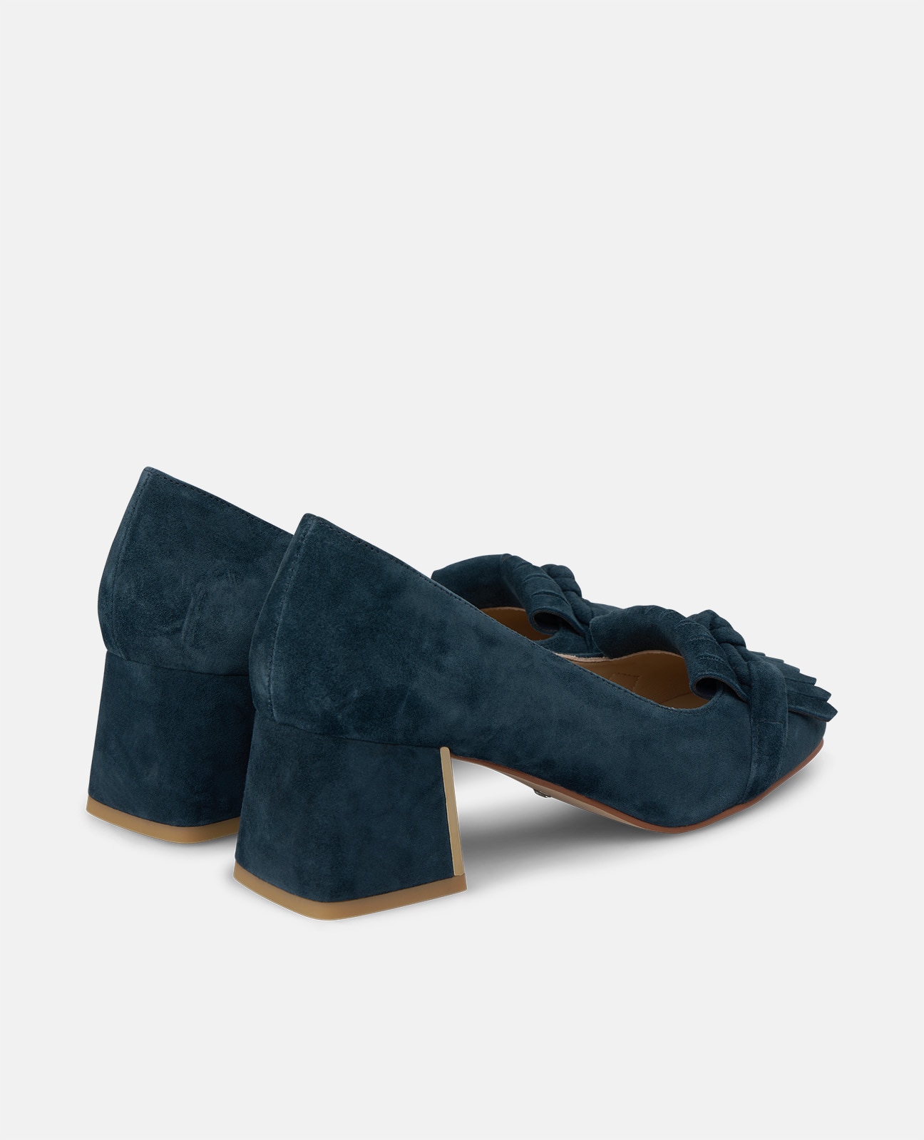 Zapatos de salón de mujer en ante con adorno de flecos - Alma en Pena - Azul marino Azul marino-2