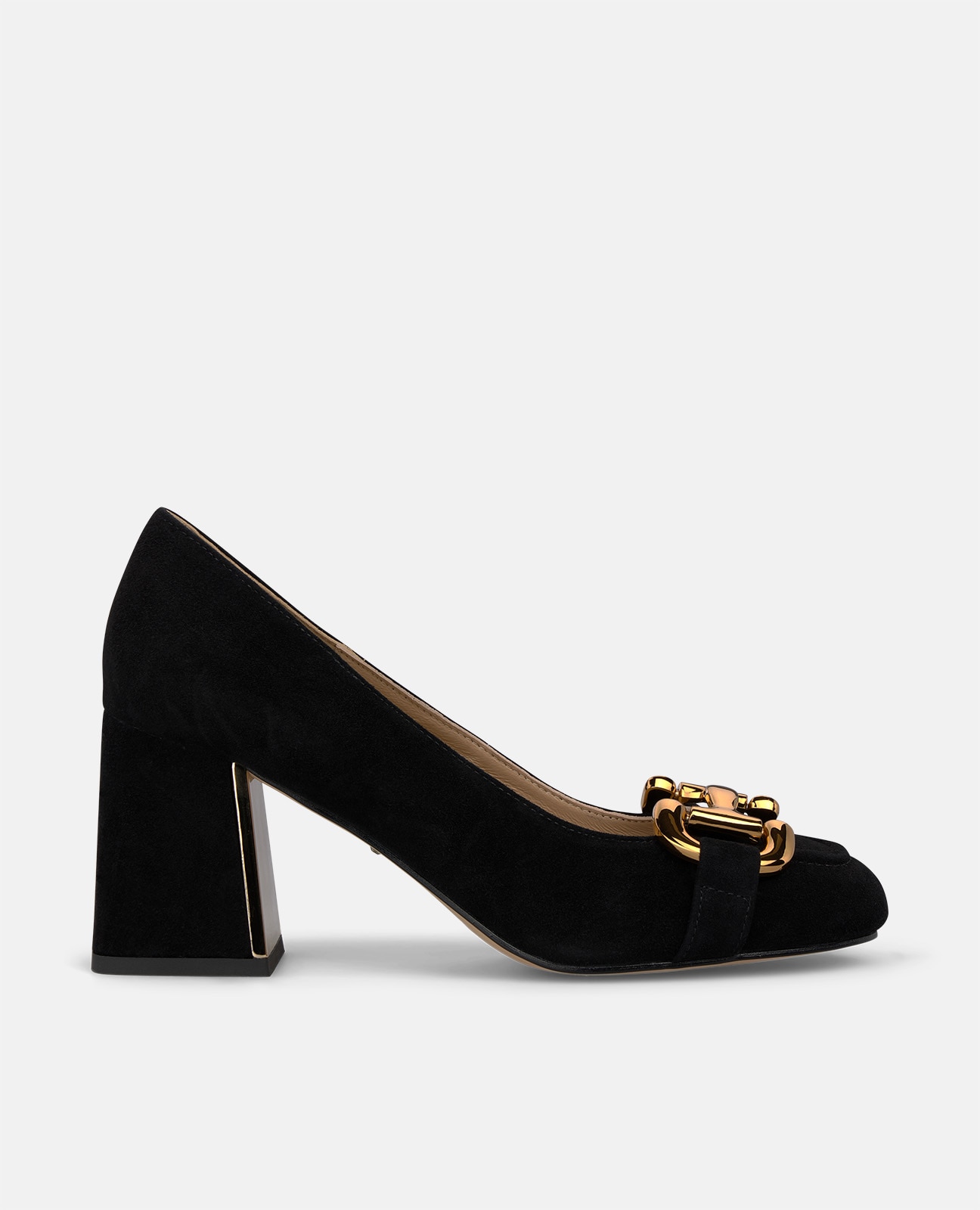 Zapatos de salón de mujer en ante con adorno metálico - Alma en Pena - Negro Negro-1
