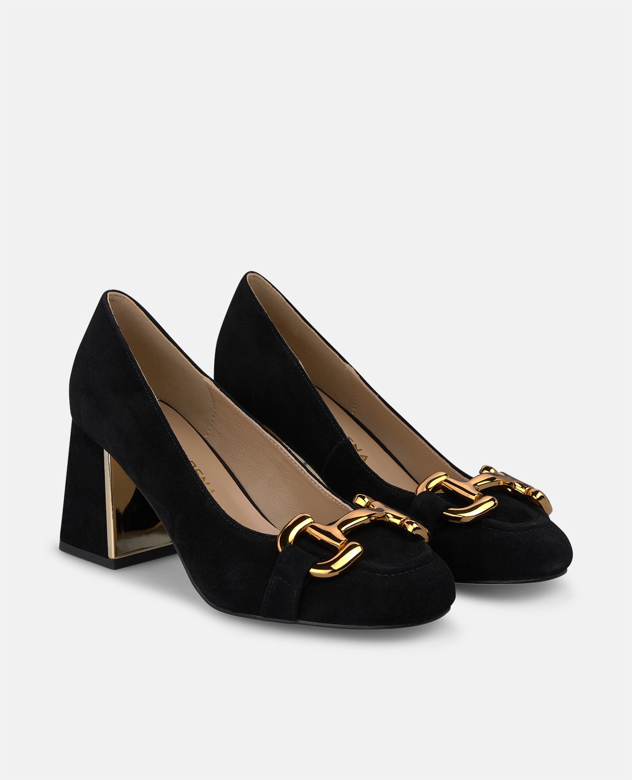 Zapatos de salón de mujer en ante con adorno metálico - Alma en Pena - Negro Negro-3
