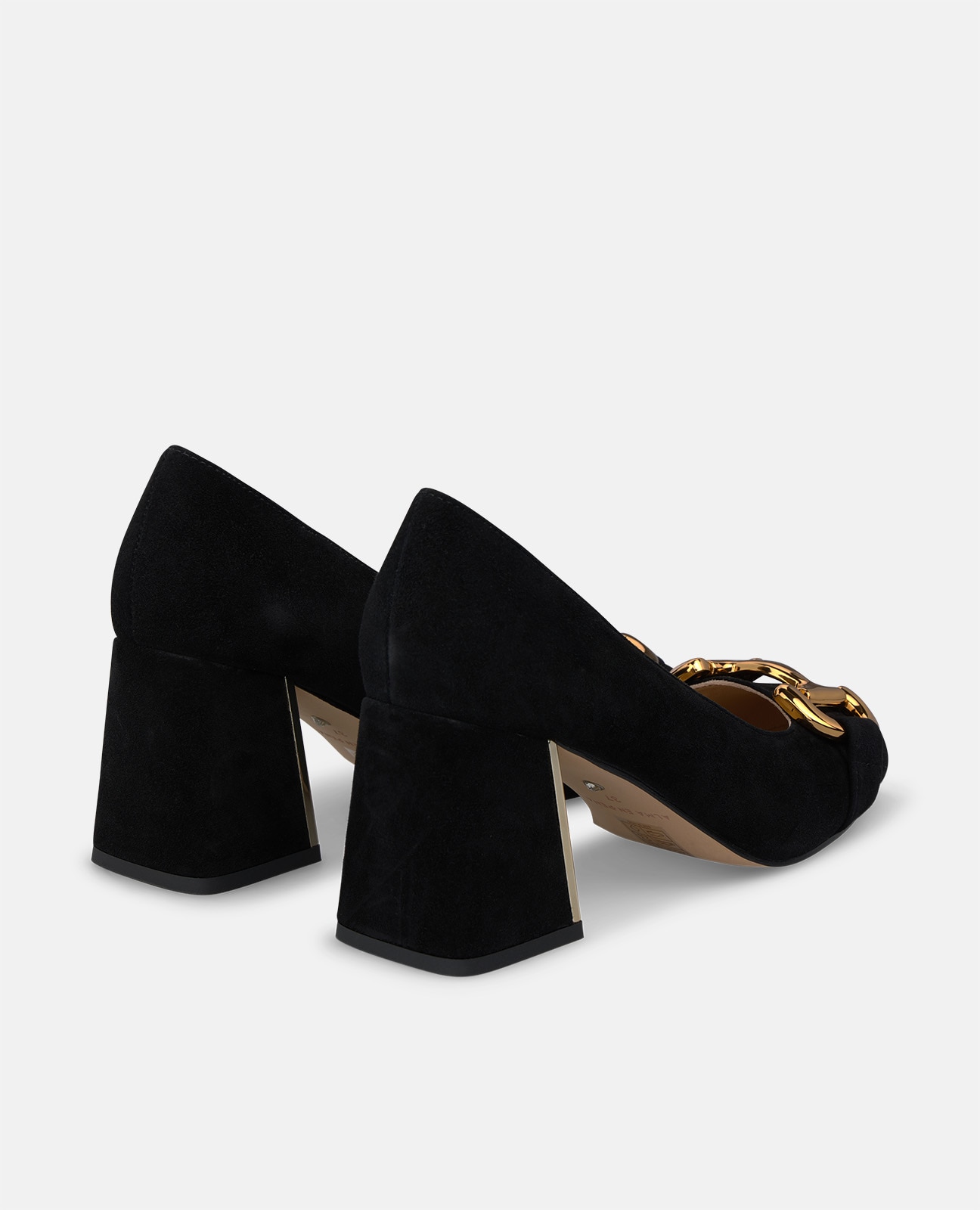 Zapatos de salón de mujer en ante con adorno metálico - Alma en Pena - Negro Negro-2