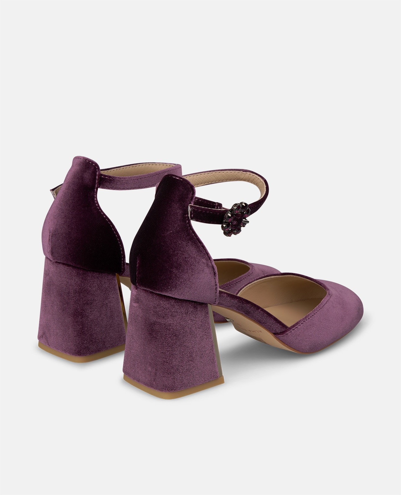 Zapatos de salón de mujer en terciopelo con pulsera al tobillo - Lila Lila-2
