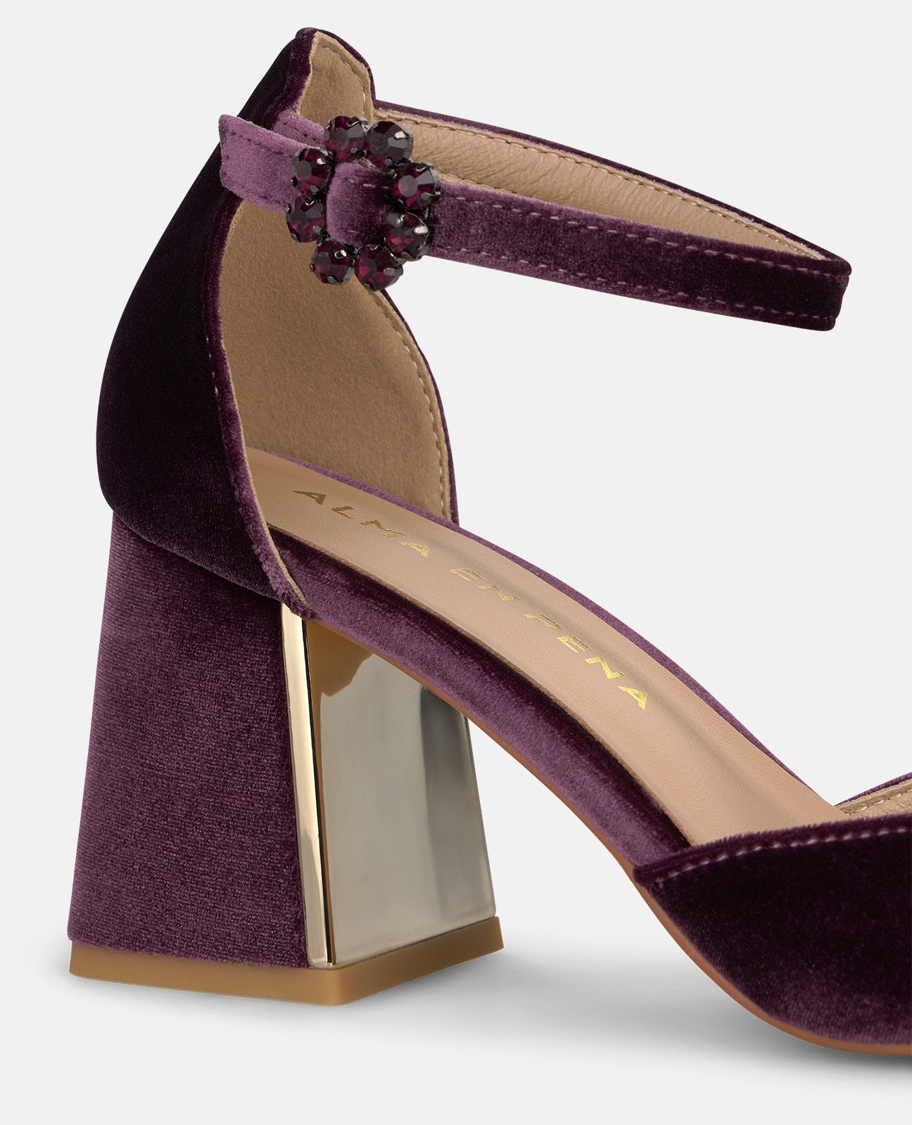 Zapatos de salón de mujer en terciopelo con pulsera al tobillo - Lila Lila-4