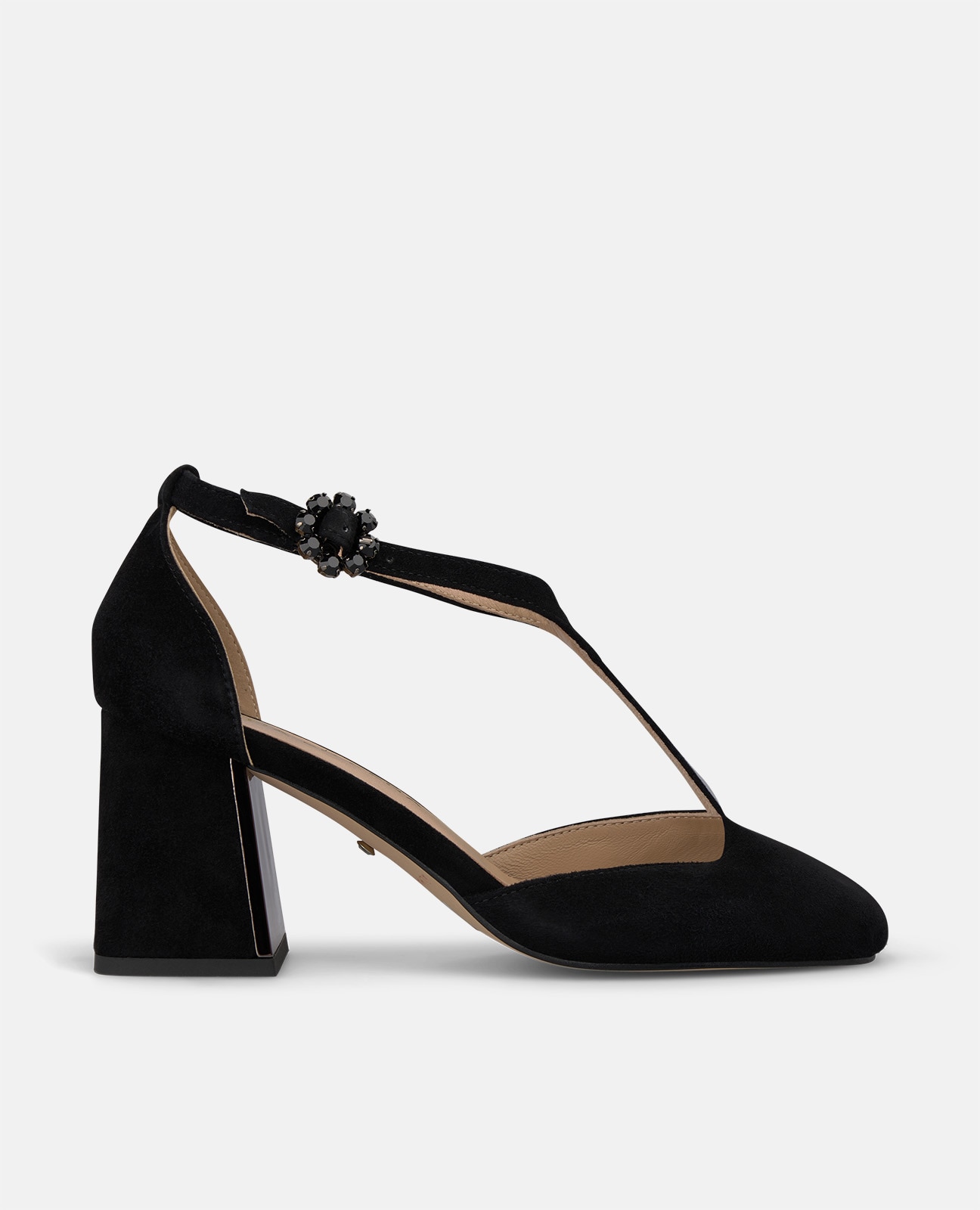 Zapatos de salón de mujer en ante con hebilla de flor - Alma en Pena - Negro Negro-1