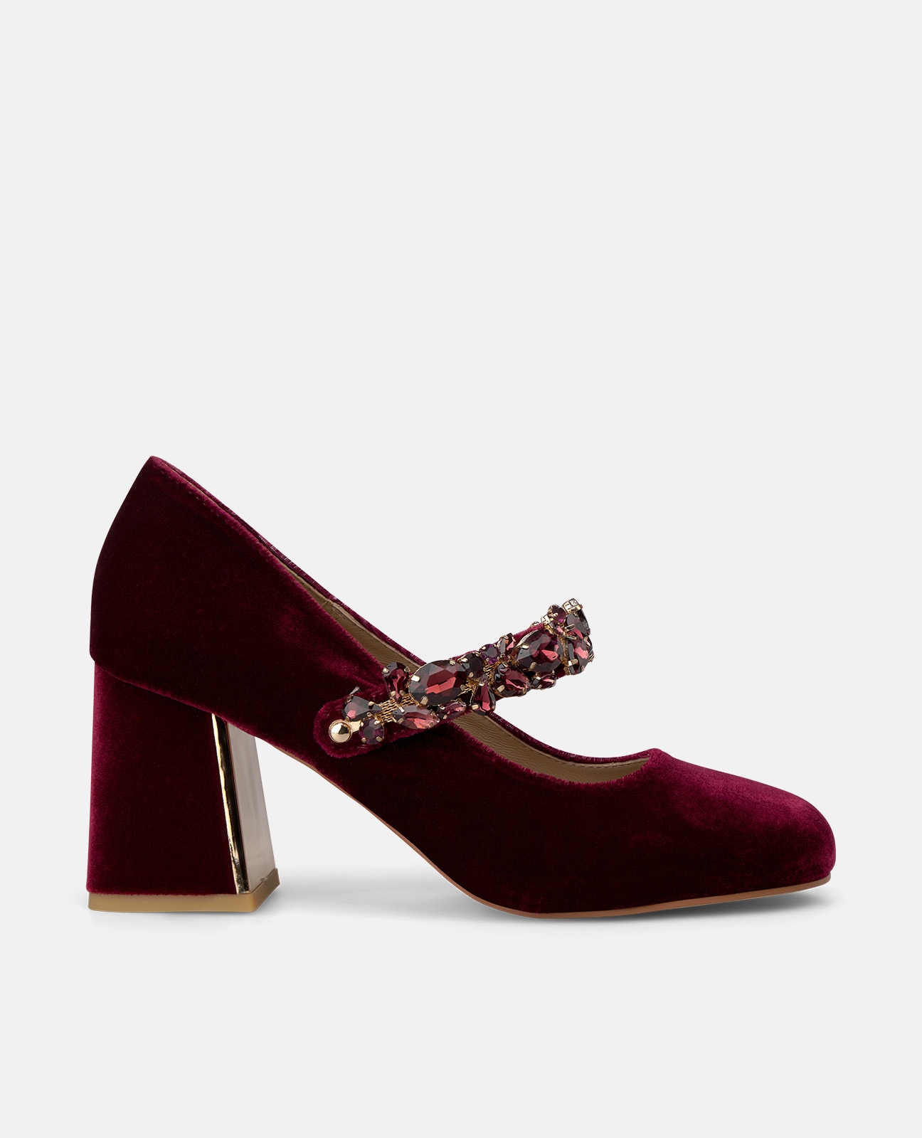 Zapatos de salón de mujer en terciopelo con hebilla - Burdeos Burdeos-1