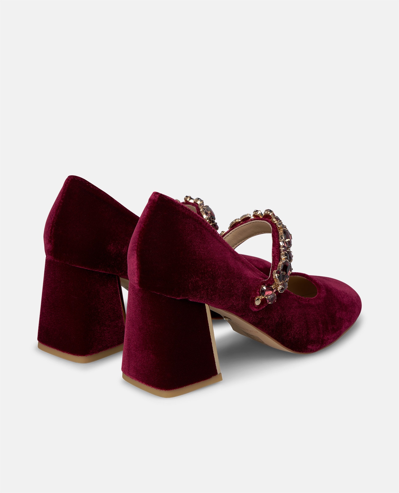 Zapatos de salón de mujer en terciopelo con hebilla - Burdeos Burdeos-2