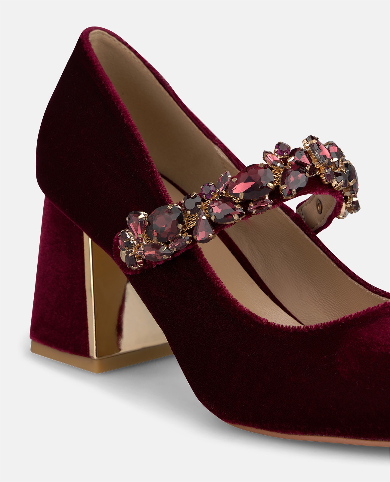 Zapatos de salón de mujer en terciopelo con hebilla - Burdeos Burdeos-4