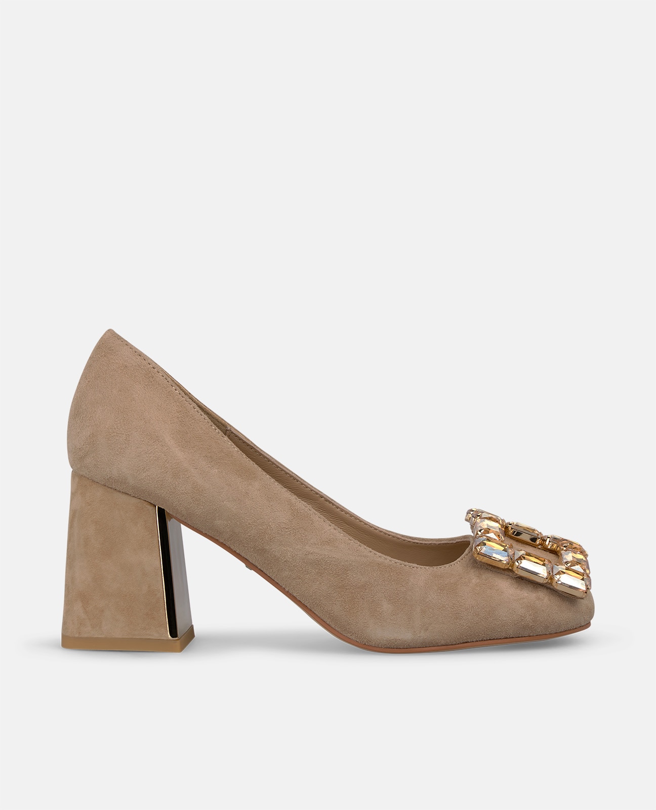 Zapatos de salón de mujer en ante con adorno frontal - Alma en Pena - Arena Arena-1