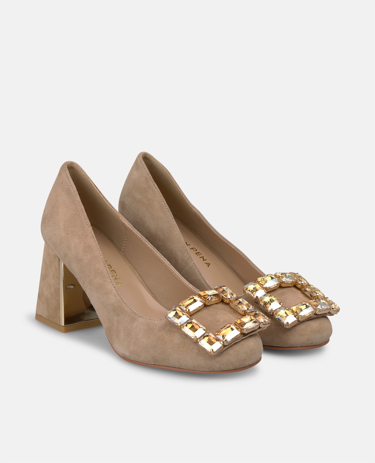 Zapatos de salón de mujer en ante con adorno frontal - Alma en Pena - Arena Arena-3