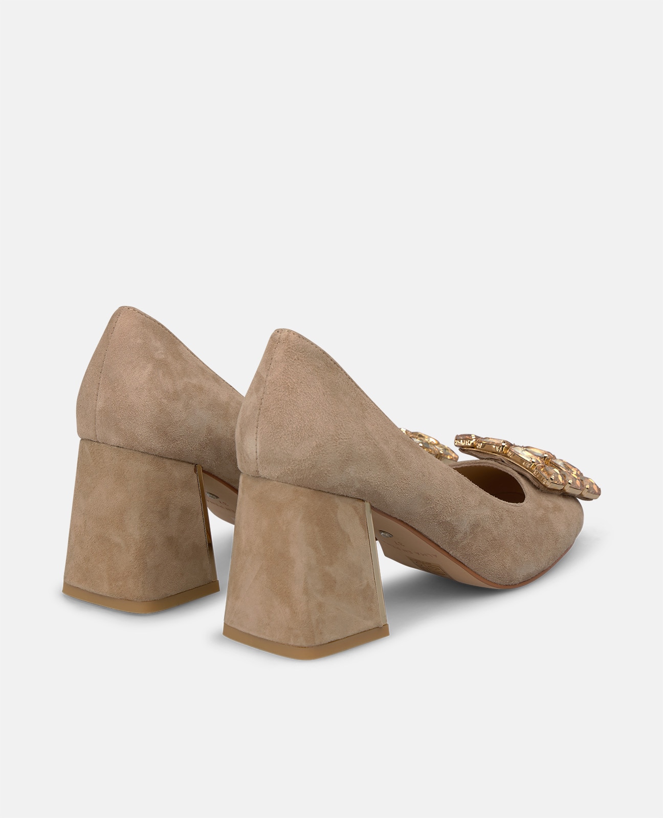 Zapatos de salón de mujer en ante con adorno frontal - Alma en Pena - Arena Arena-2