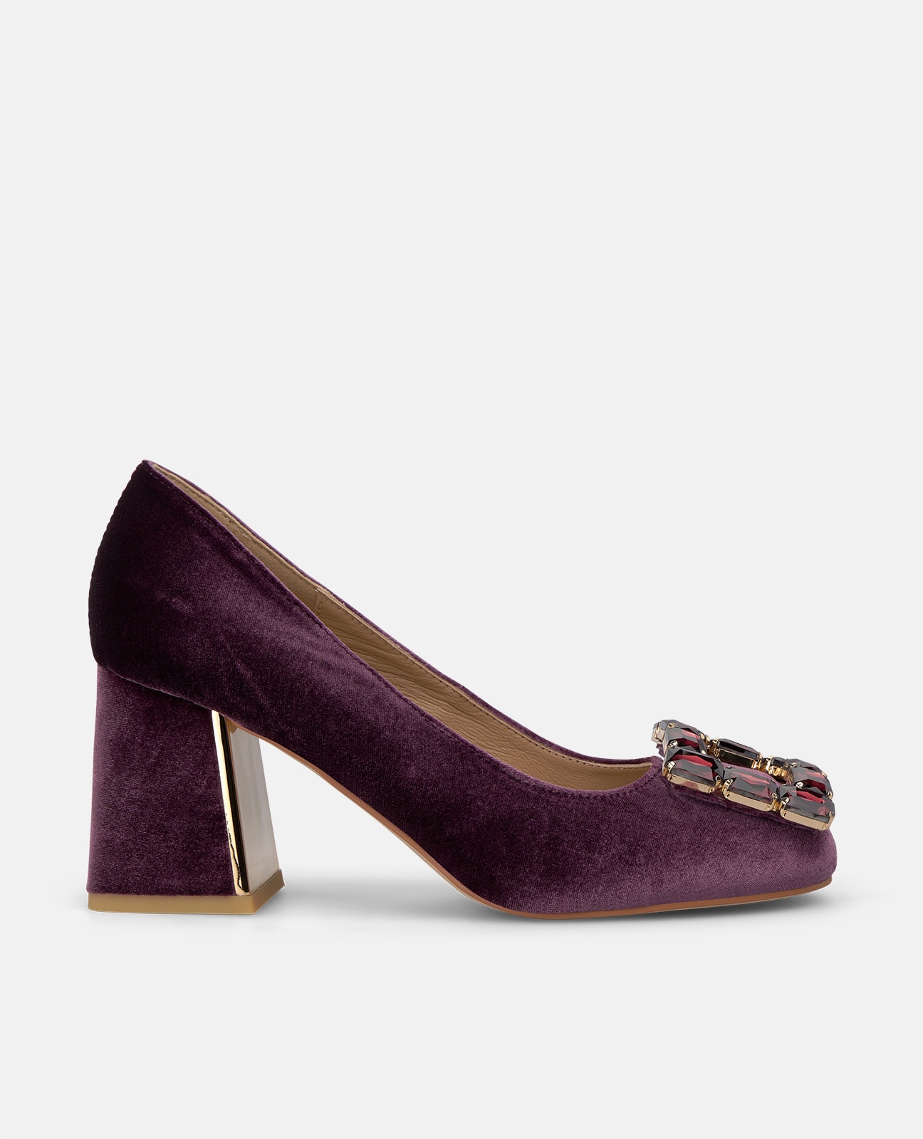 Zapatos de salón de mujer en terciopelo con adorno frontal - Lila Lila-1