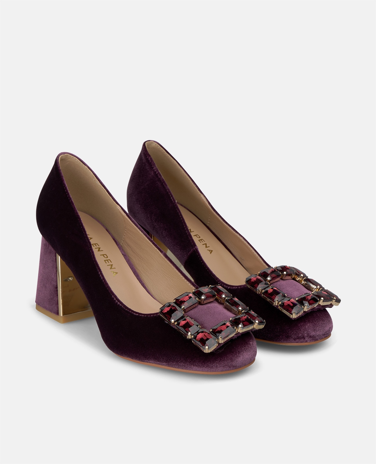 Zapatos de salón de mujer en terciopelo con adorno frontal - Lila Lila-3