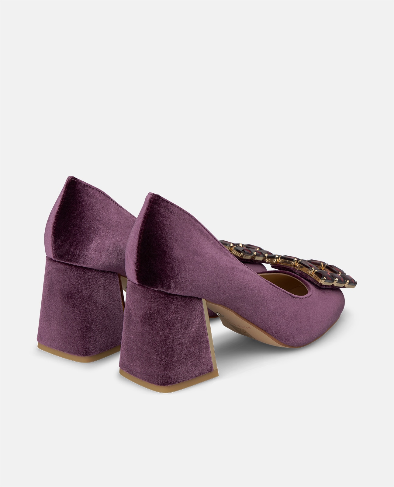 Zapatos de salón de mujer en terciopelo con adorno frontal - Lila Lila-2