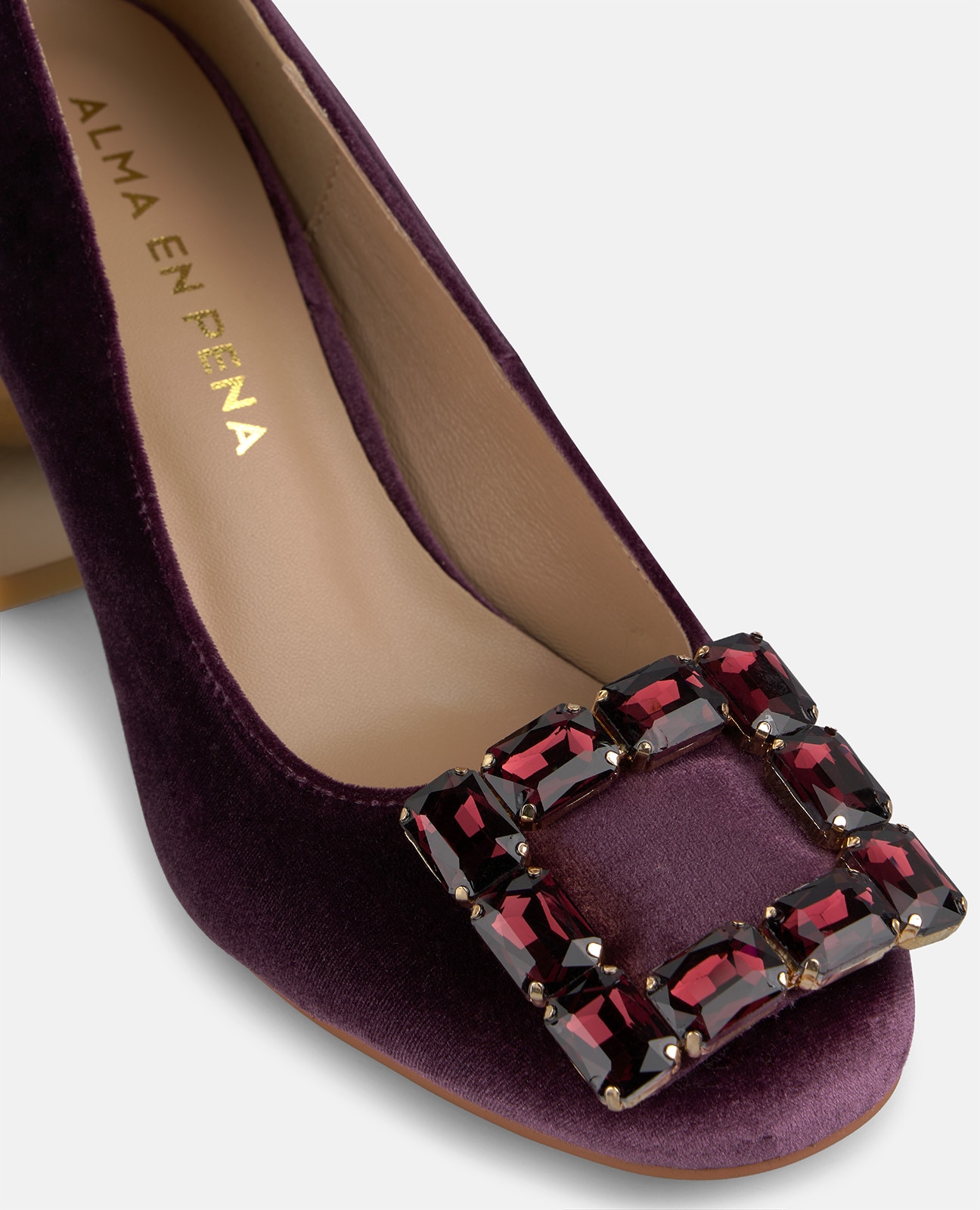 Zapatos de salón de mujer en terciopelo con adorno frontal - Lila Lila-4