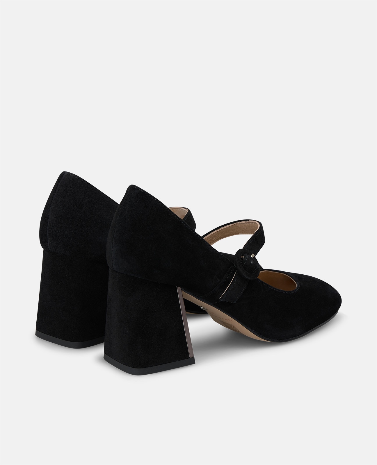 Zapatos de salón de mujer en ante con cierre de hebilla - Alma en Pena - Negro Negro-2