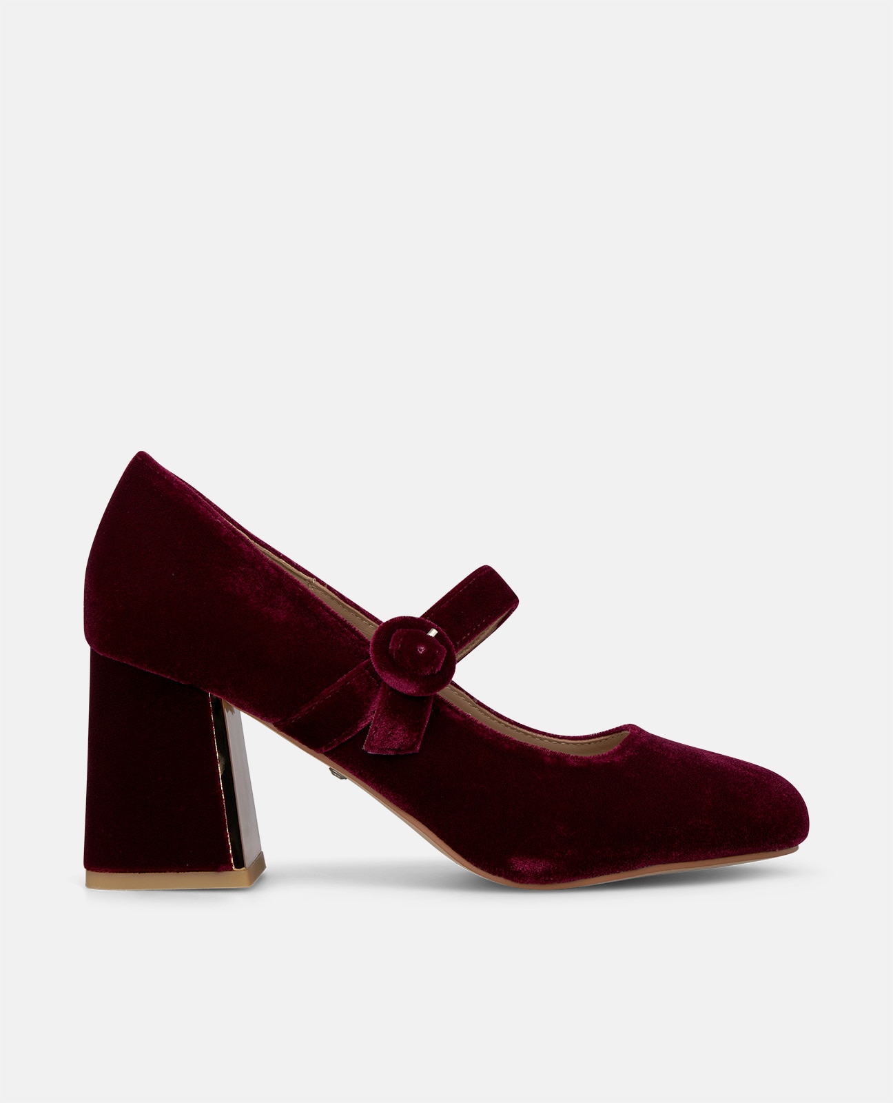 Zapatos de salón de mujer en terciopelo con cierre de hebilla - Burdeos Burdeos-1
